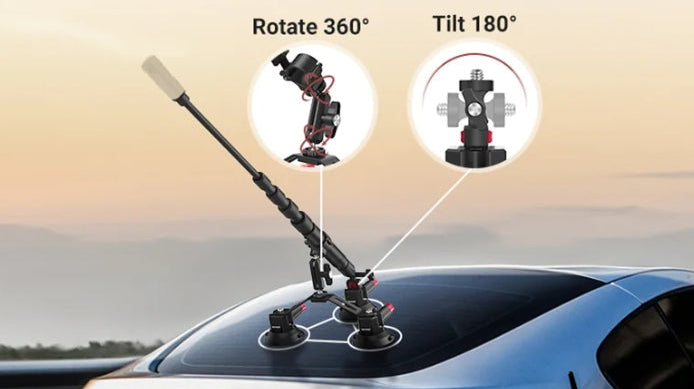 NEEWER CA065 dual 360-degree ball head magic arm adjustable angle positions for car vlog shooting