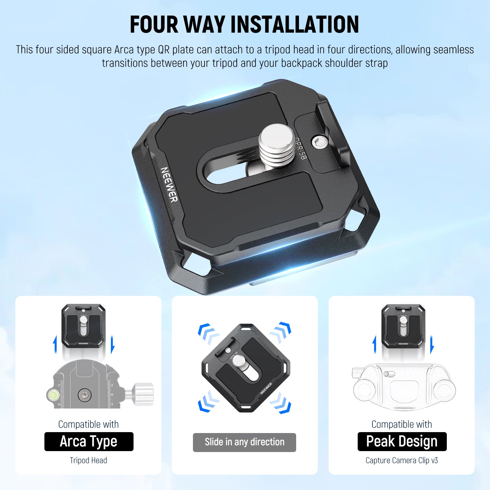 38mm square Arca type tripod mount adapter