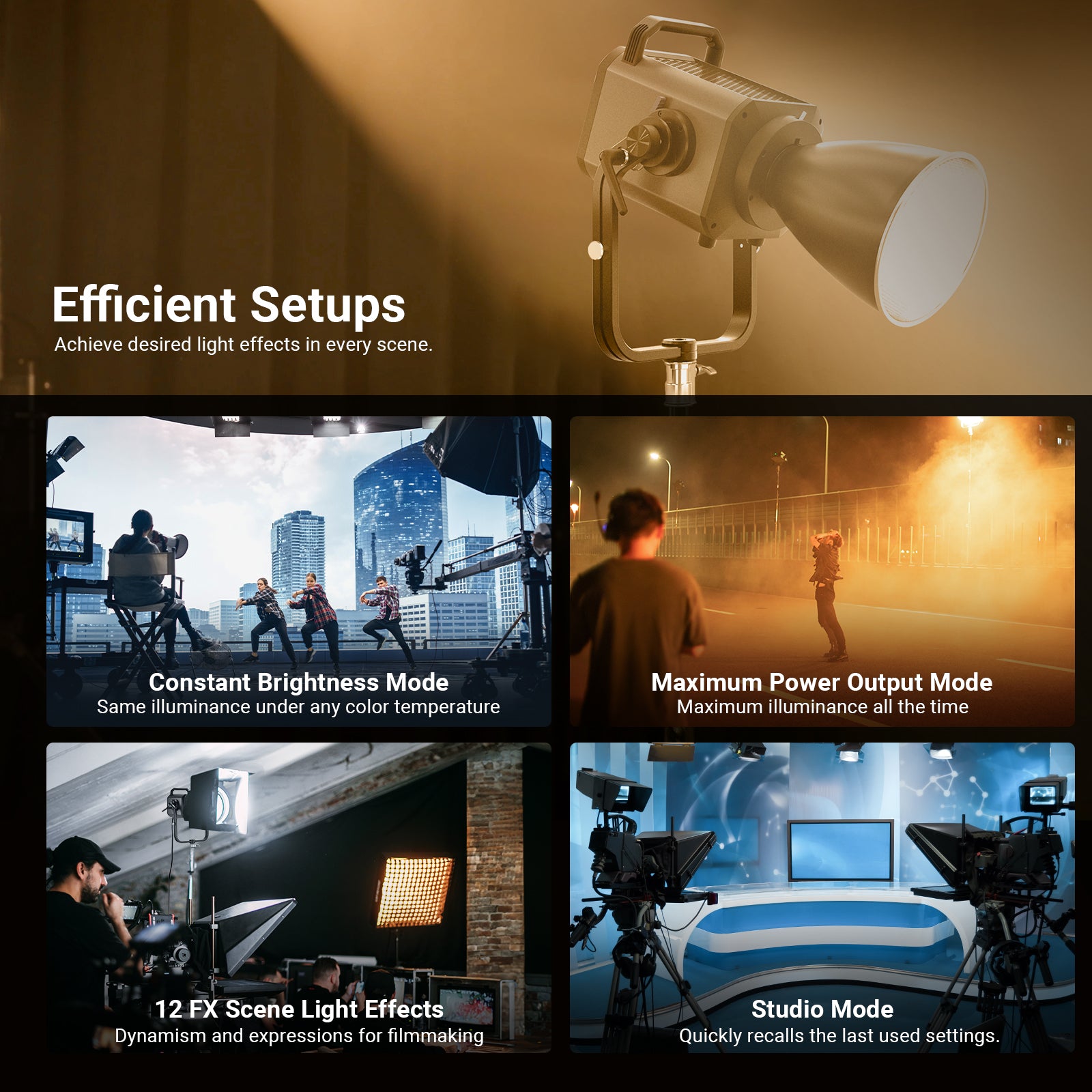 Scenarios for NEEWER AS1200B Bi-Color COB LED Studio Video Light