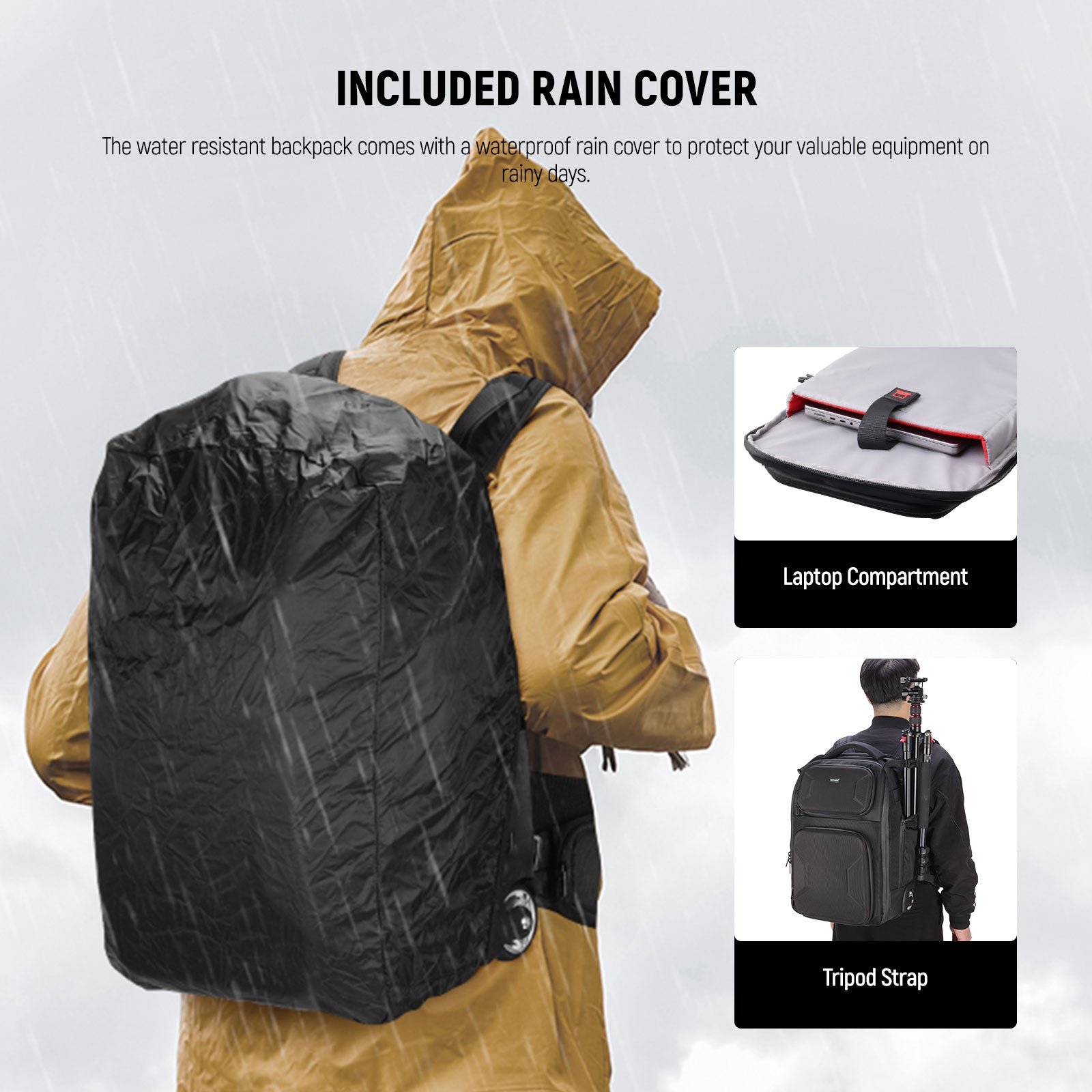 NEEWER PB027 Carry On Camera Roller Bag Kit includes a rain cover.