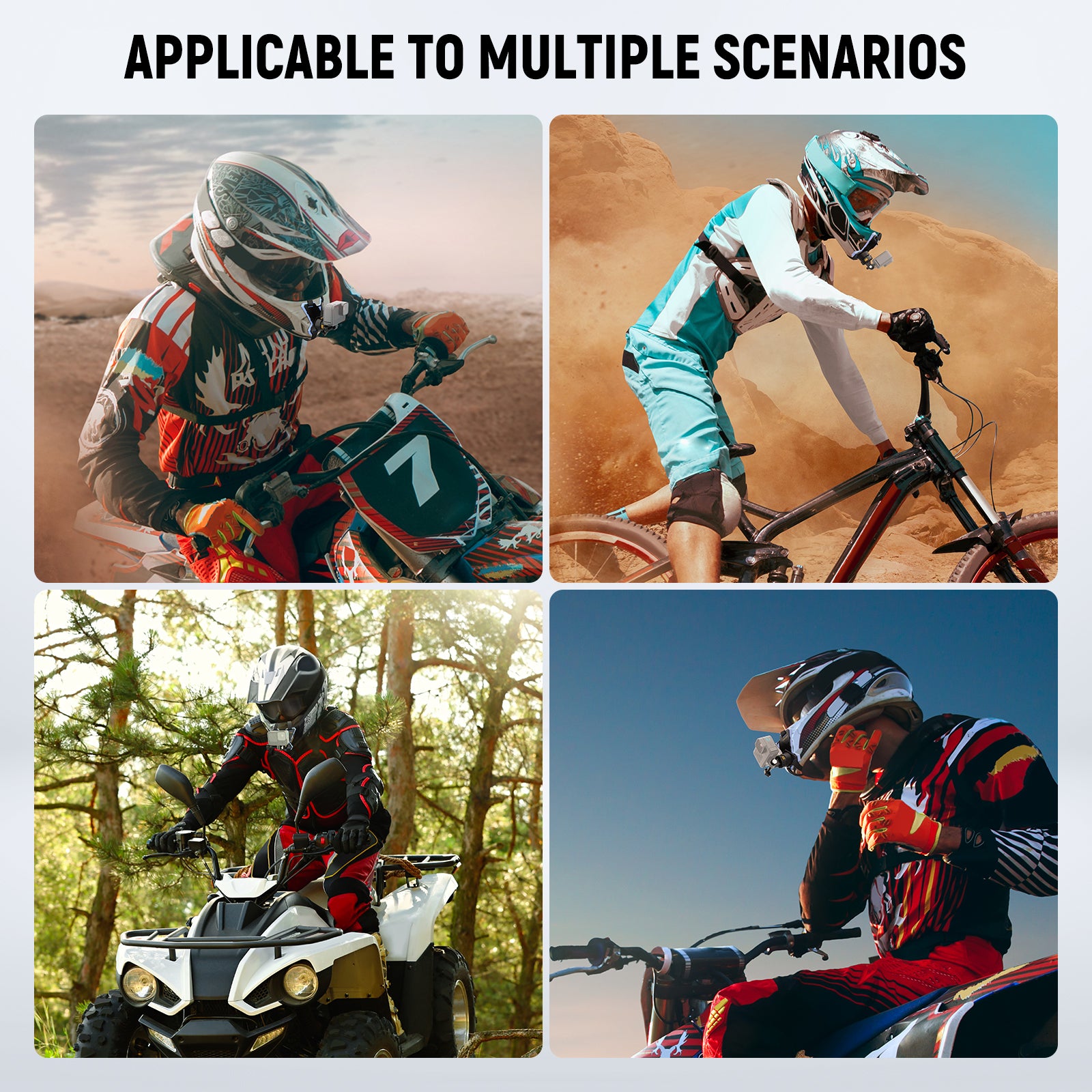 Scenarios for NEEWER Action Camera Helmet Chin Strap Mount