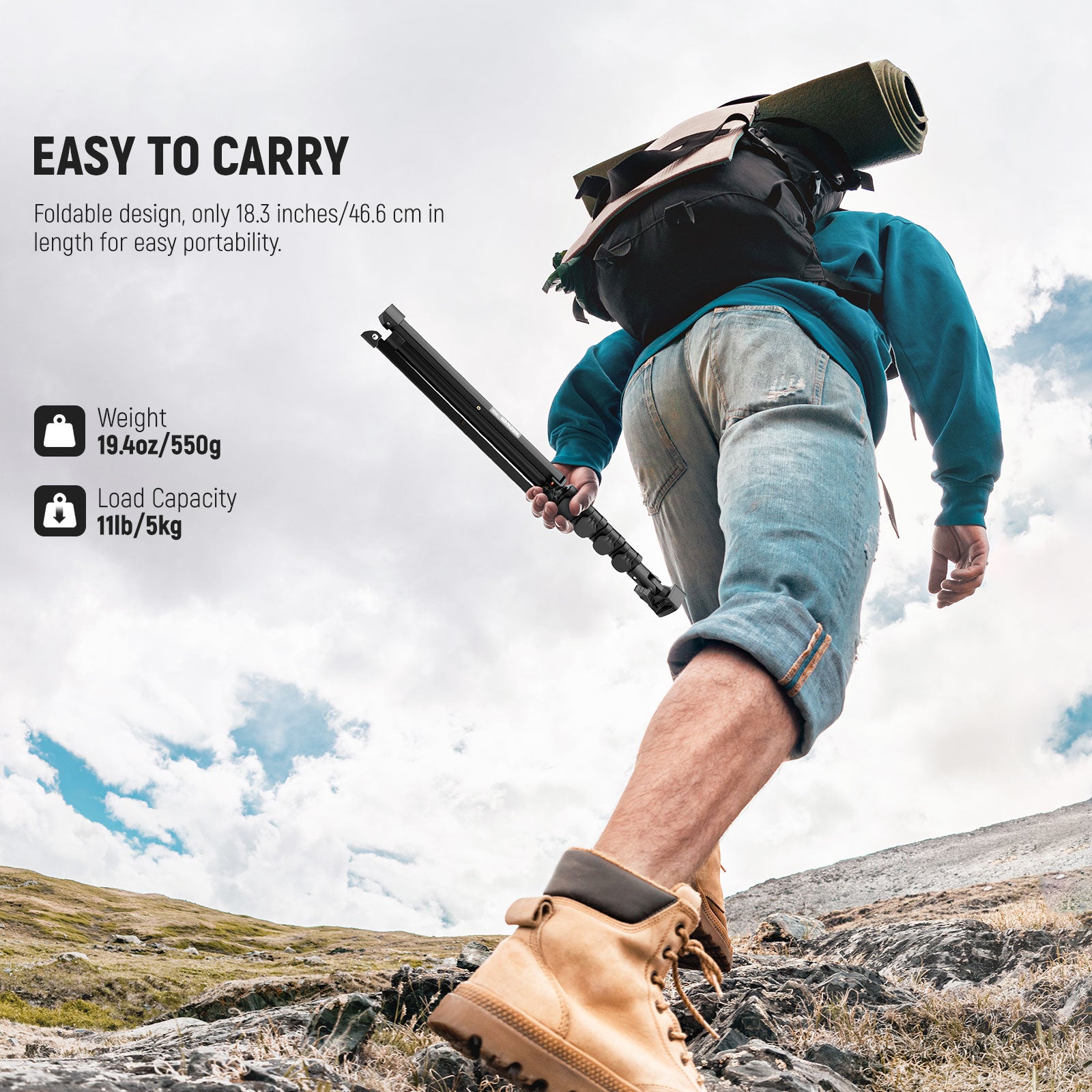 NEEWER ST155+SP-08 Phone Tripod Light Stand kit is easy to carry.