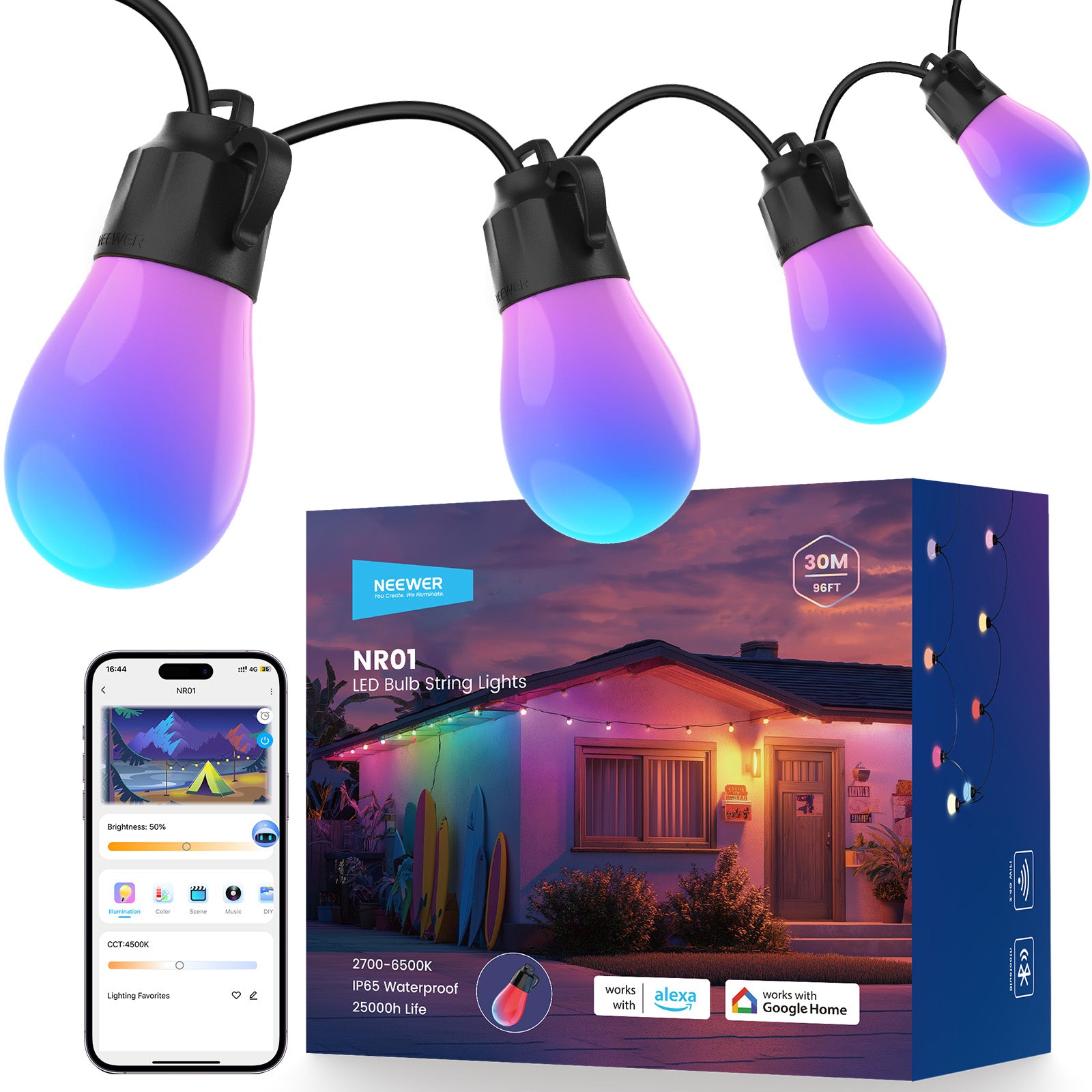 NEEWER NR01 30m RGBW Waterproof Outdoor String Light