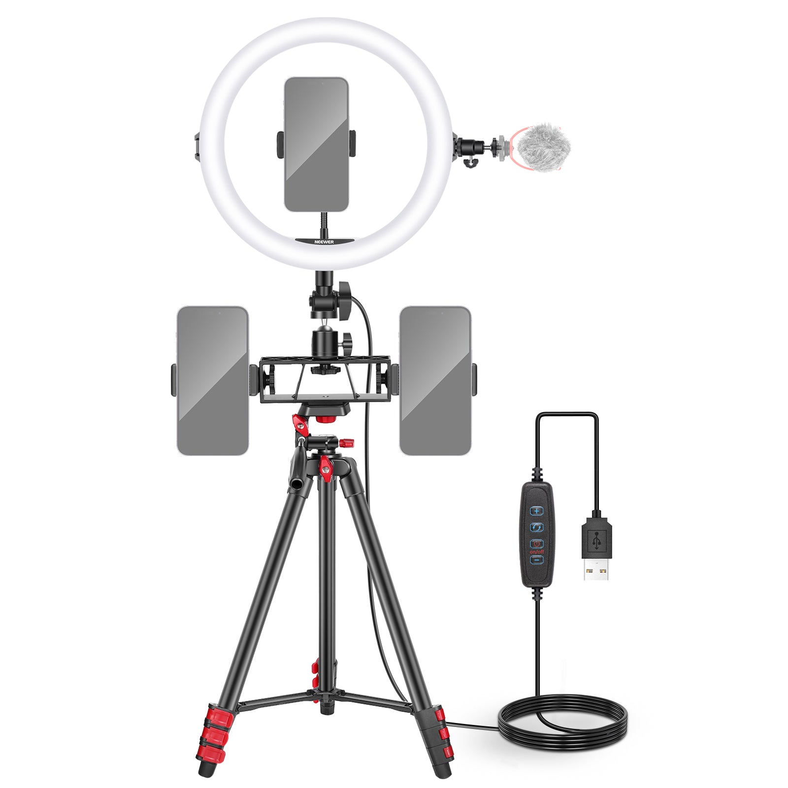 NEEWER R11 10" Ring Light with Tripod & 3 Phone Holders