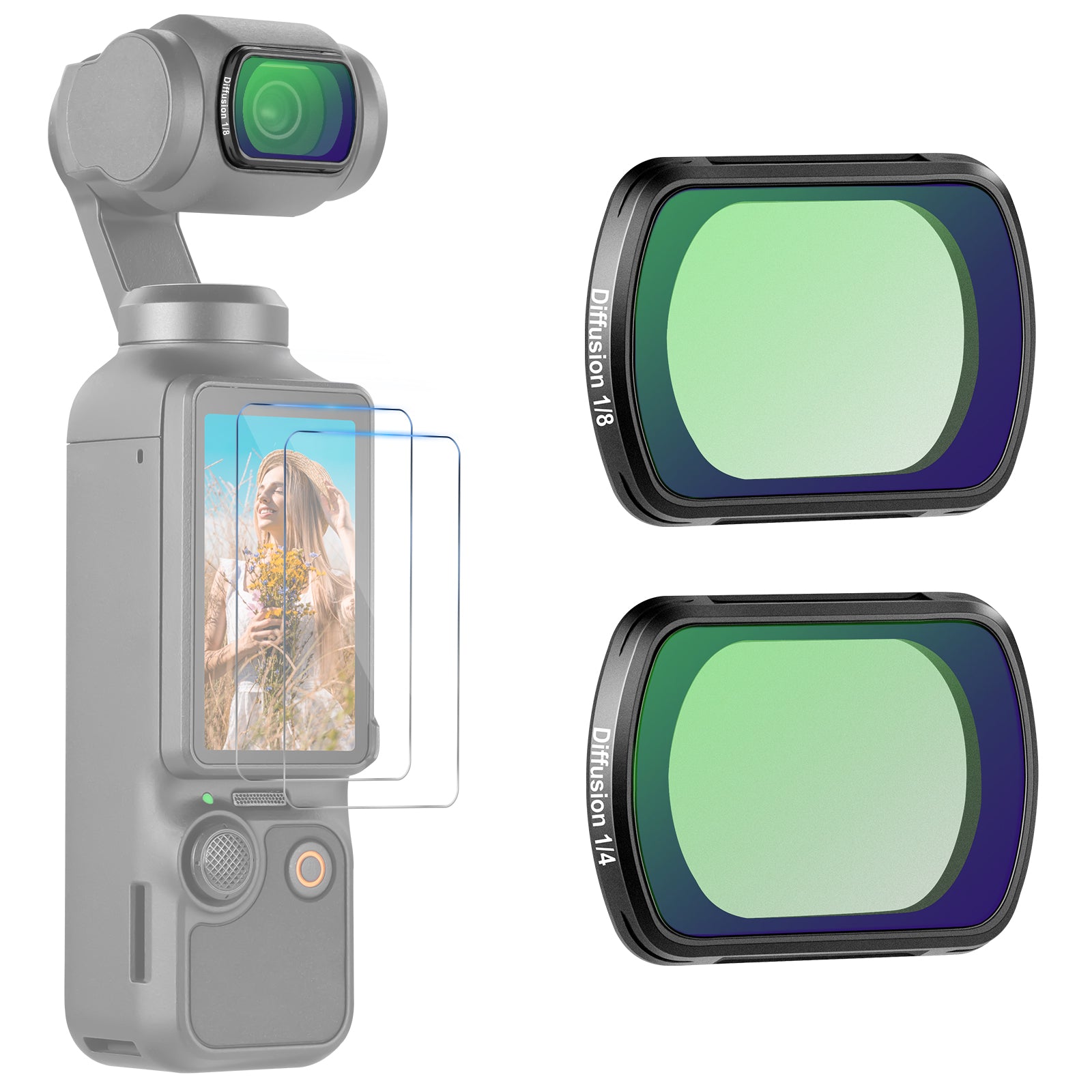 NEEWER FL-B11 2 Pack Magnetic Black Diffusion 1/4 1/8 Filter Set