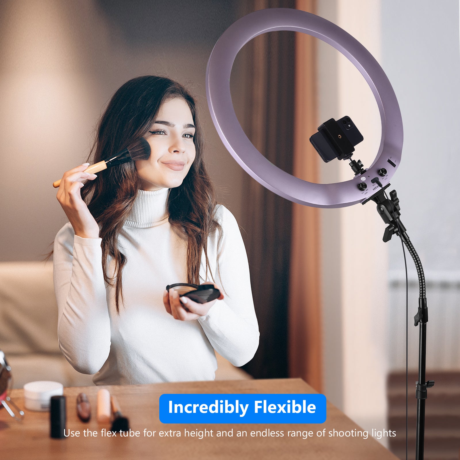 NEEWER Metal Tube Arm For Ring Light is incredibly flexible.