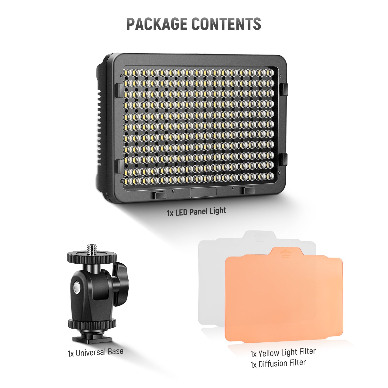 Package Contents of the NEEWER CN-160 LED Dimmable Panel Light
