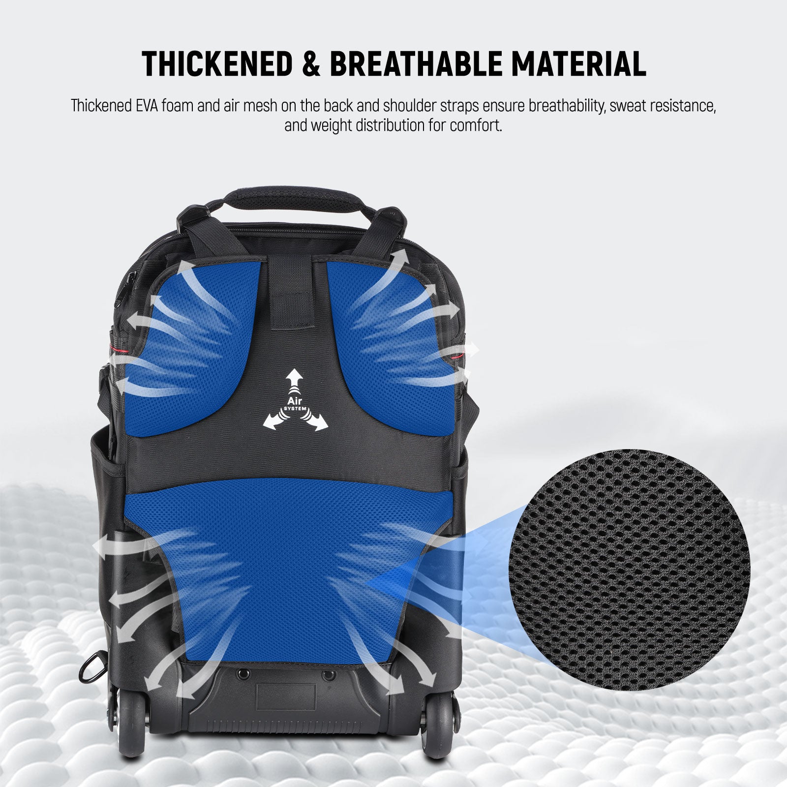 NEEWER 2-in-1 Rolling Camera Case is made of thickened and breathable material.