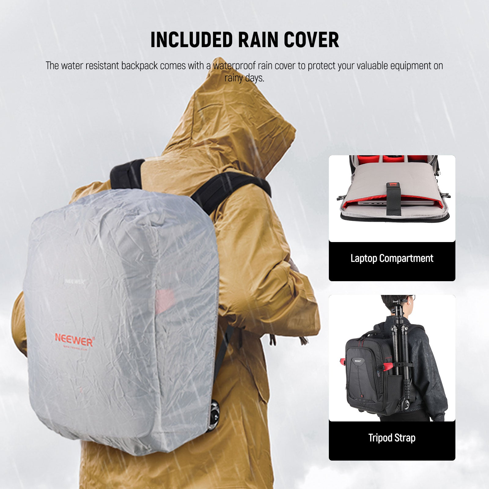 NEEWER 2-in-1 Rolling Camera Case Kit includes a rain cover.