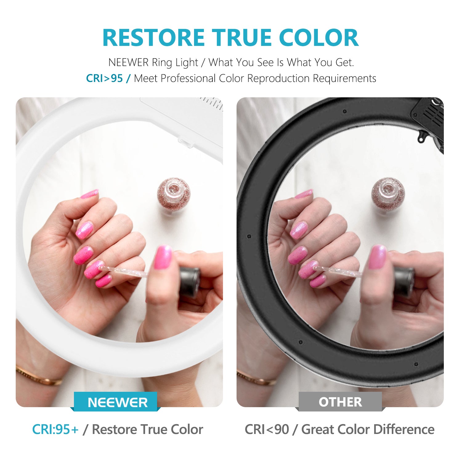 NEEWER 18" White Dimmable Bi-color LED Ring Light VS. Others