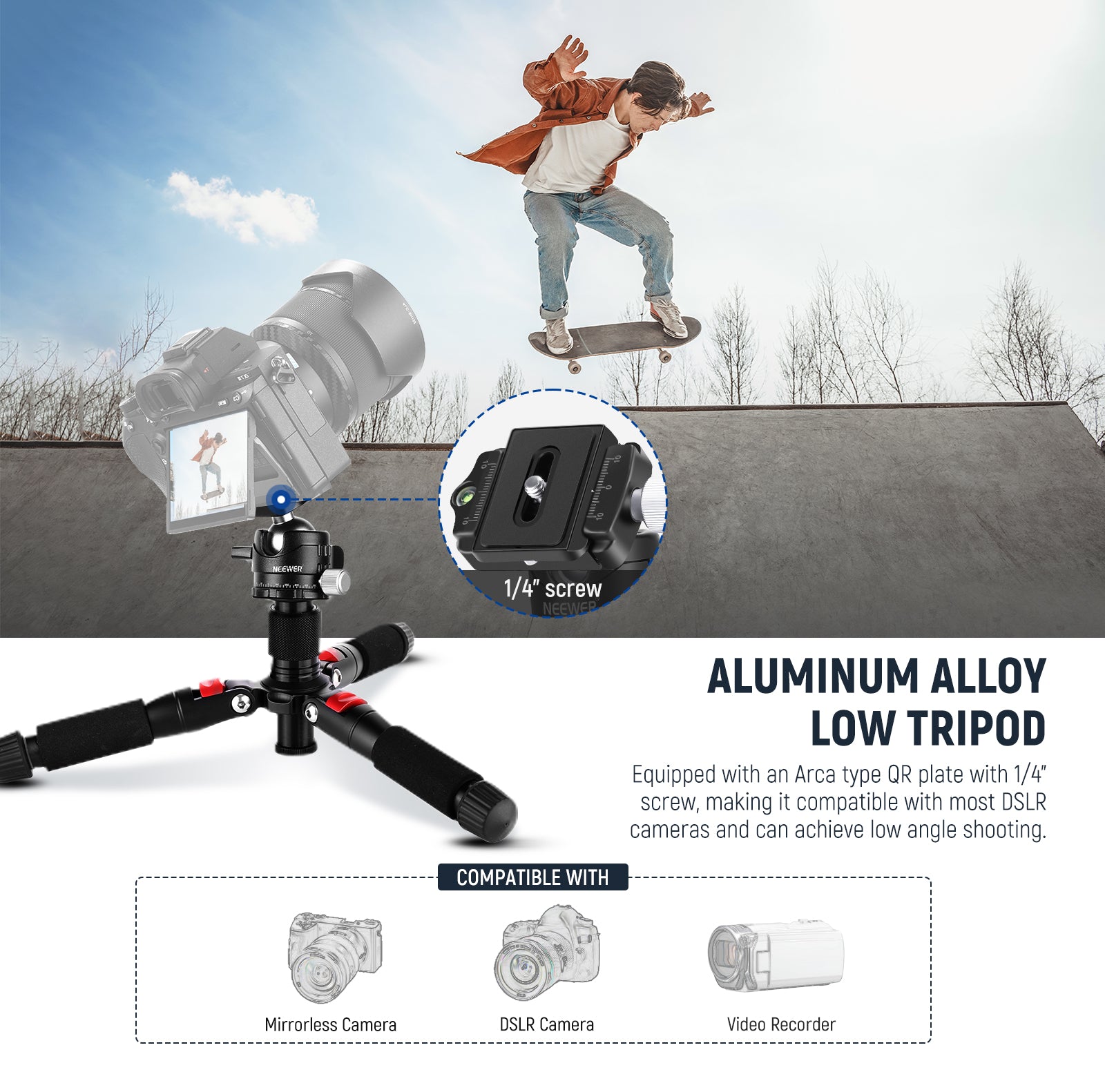 NEEWER M521 Aluminum Alloy Low Tripod