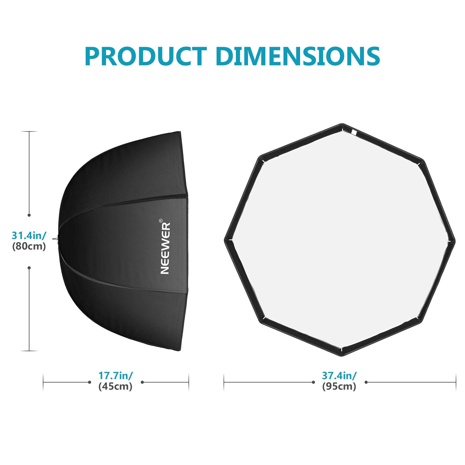 Product dimensions of the NEEWER SF-04 Octagon Softbox