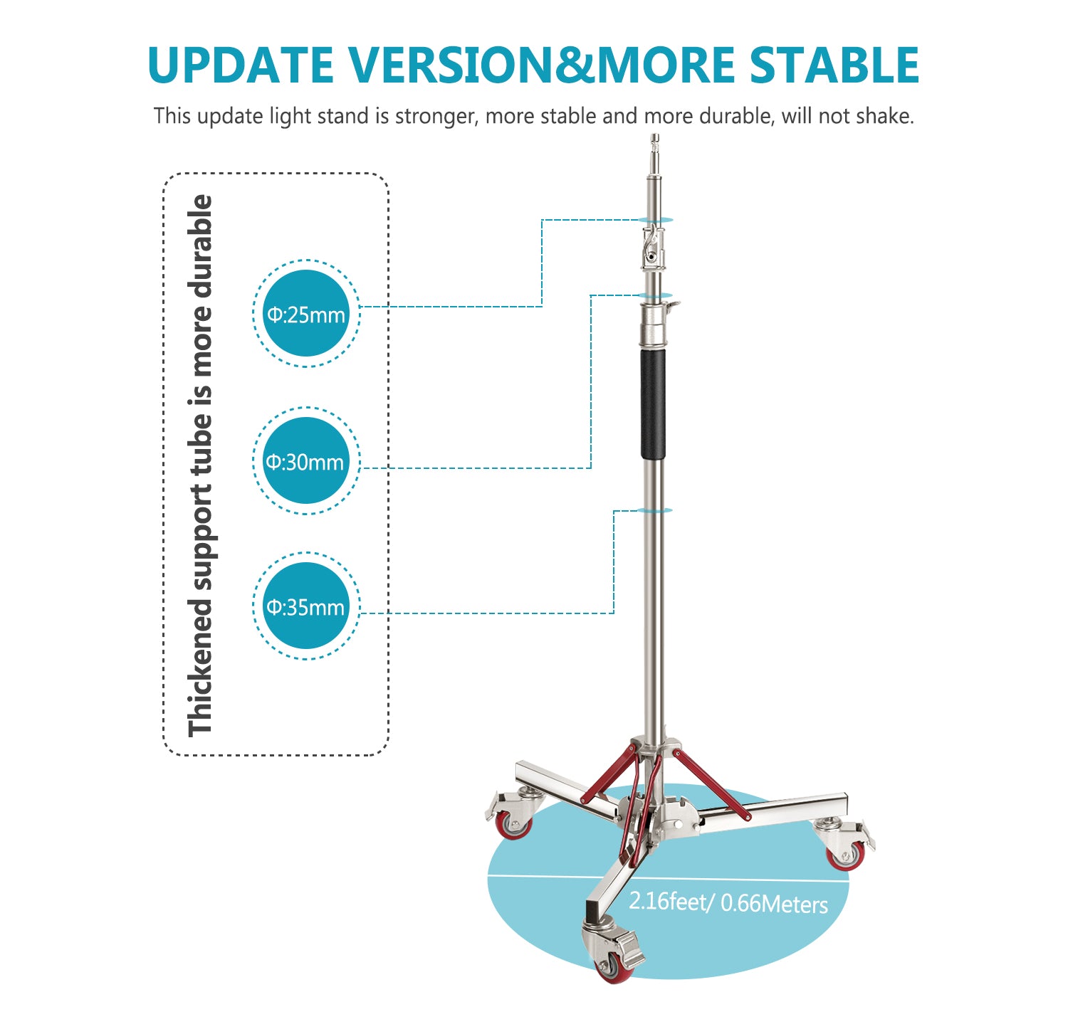 NEEWER SC305W Heavy Duty Rolling Light Stand will not shake