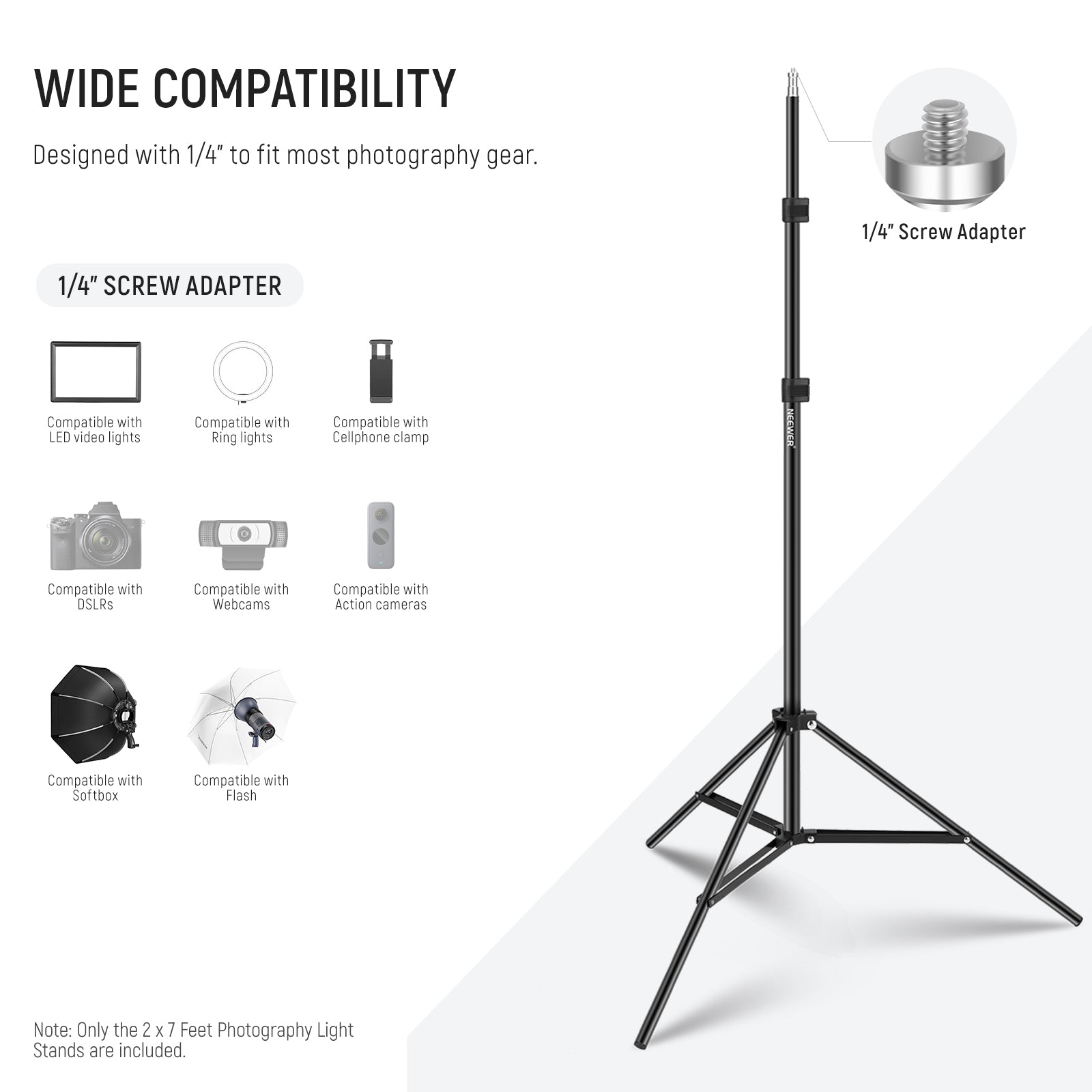 Wide Compatibility of the NEEWER ST210 Portable Light Stand