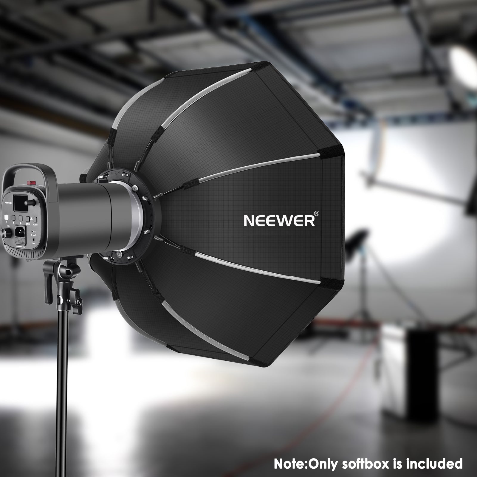NEEWER 65CM Octagonal Softbox is designed to diffuse a strobe flash