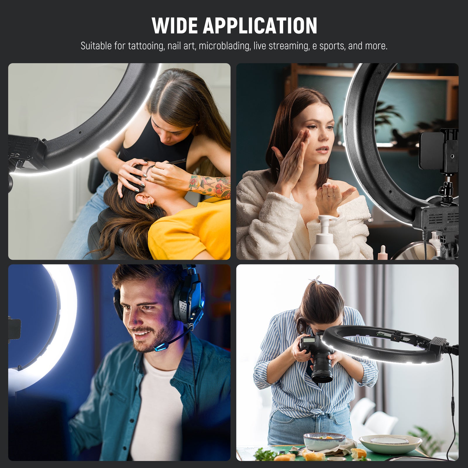 Wide Applications of the NEEWER RL-18 18 Inch LED Ring Light Kit