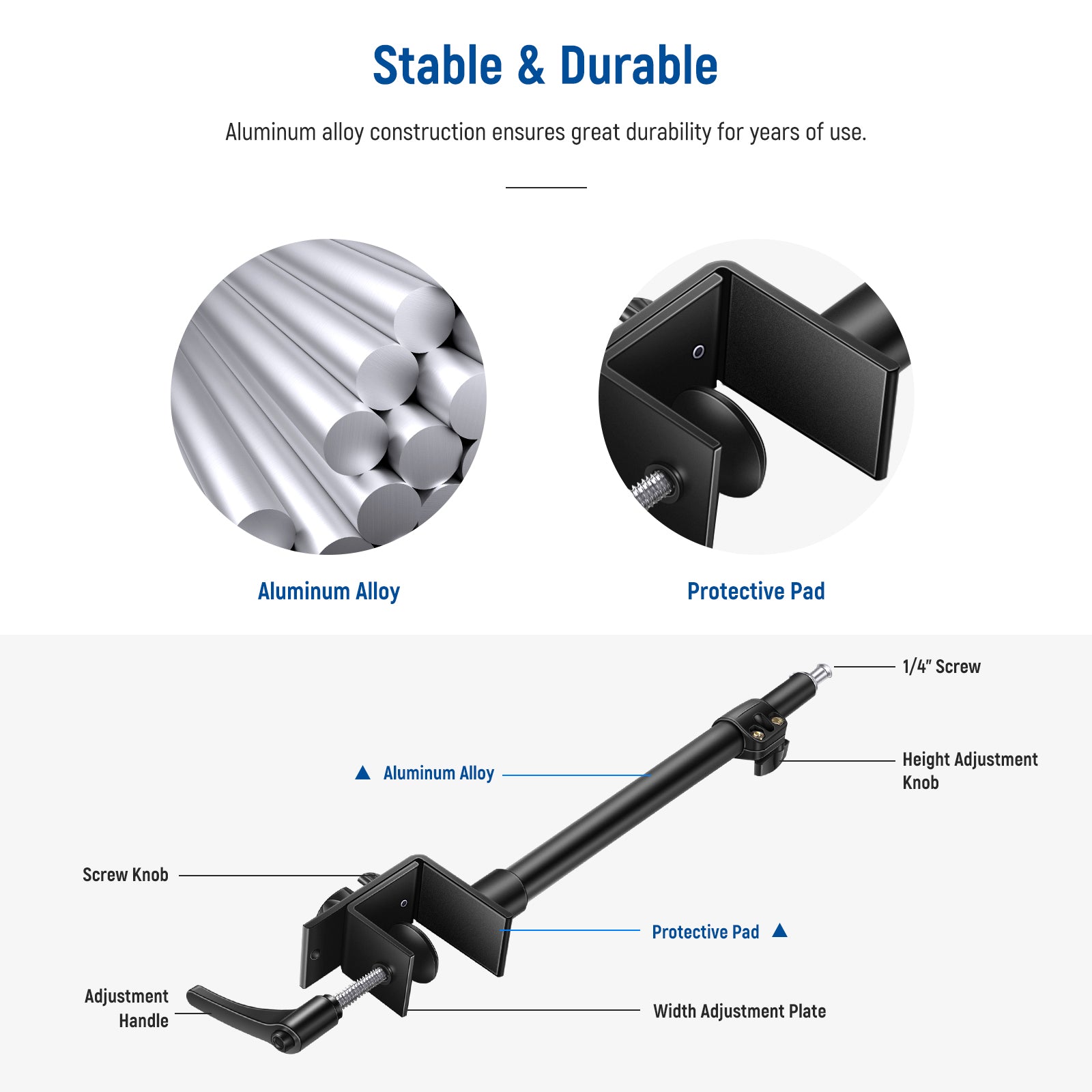 NEEWER ST-DT3560 Desk Mount Stand is stable and durable.