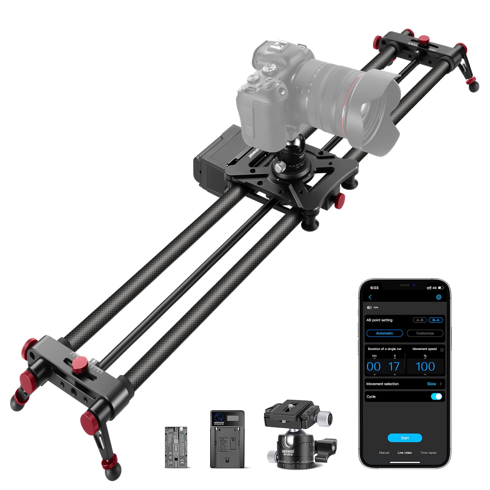 NEEWER ER1 Motorized Camera Slider - 80cm without remote