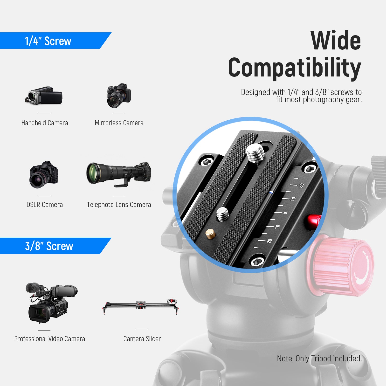 Wide Compatibility of the NEEWER DS801 Heavy Duty Tripod