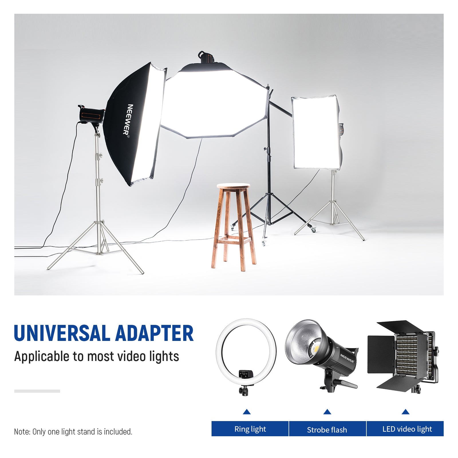 NEEWER ST-280SS Photography Light Stand is applicable to most video lights.
