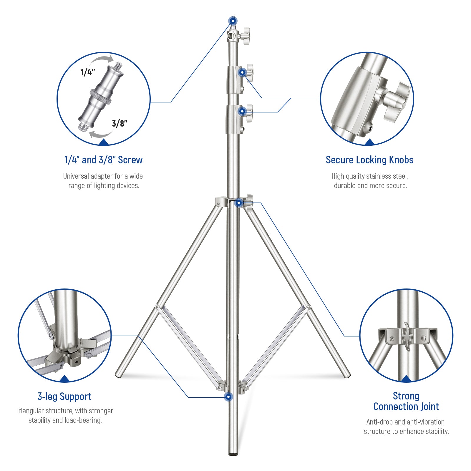 Product detail of the NEEWER ST-280SS Photography Light Stand