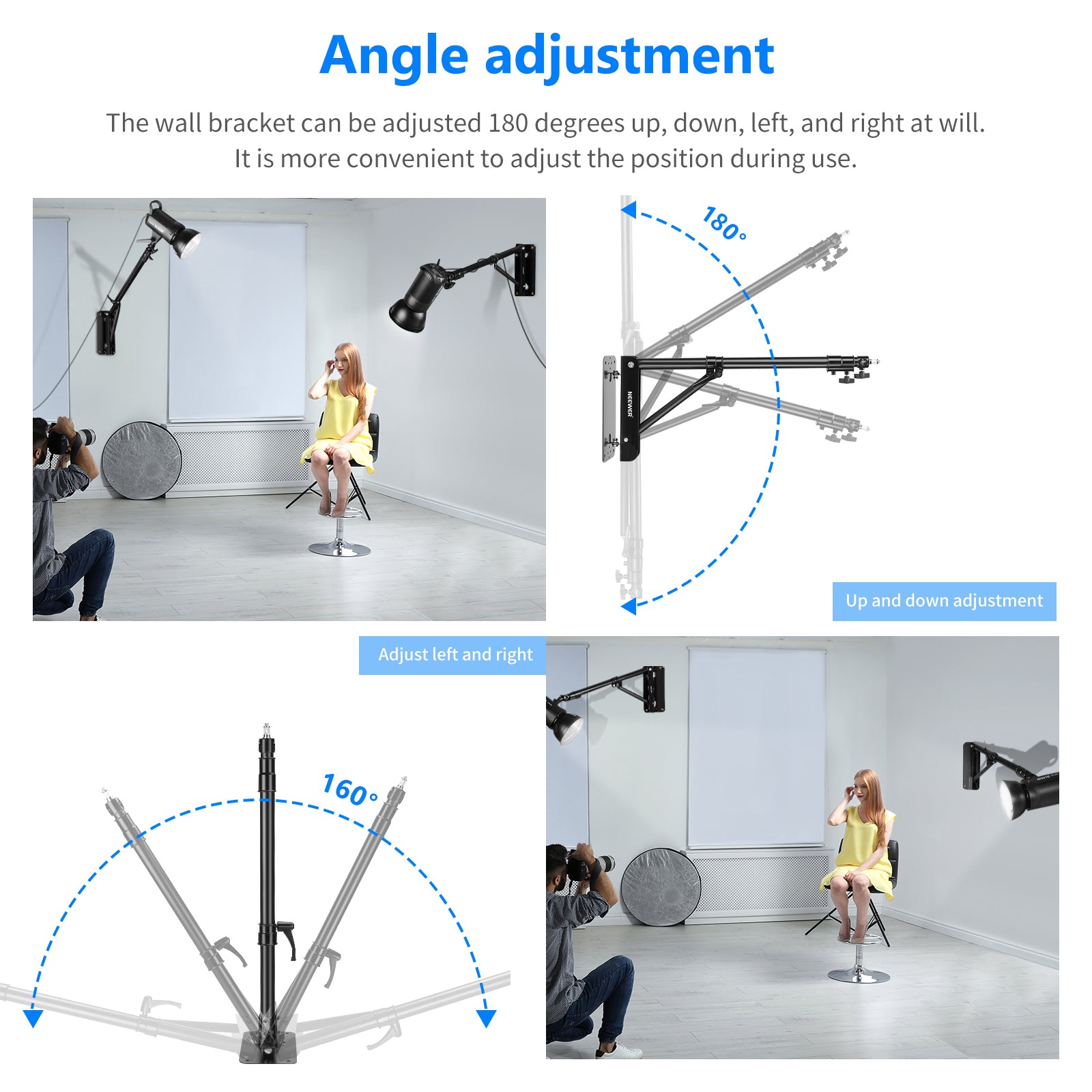 NEEWER 169cm Triangle Wall Mount is more convenient to adjust the posision during use.