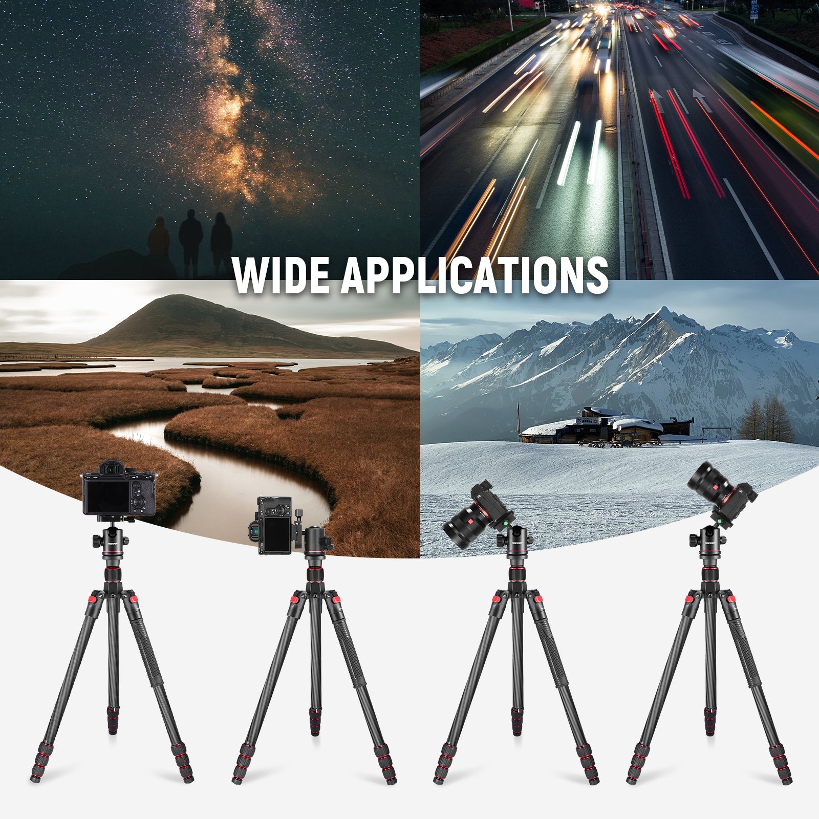 Wide Applications of the NEEWER N55C Carbon Fiber Tripod