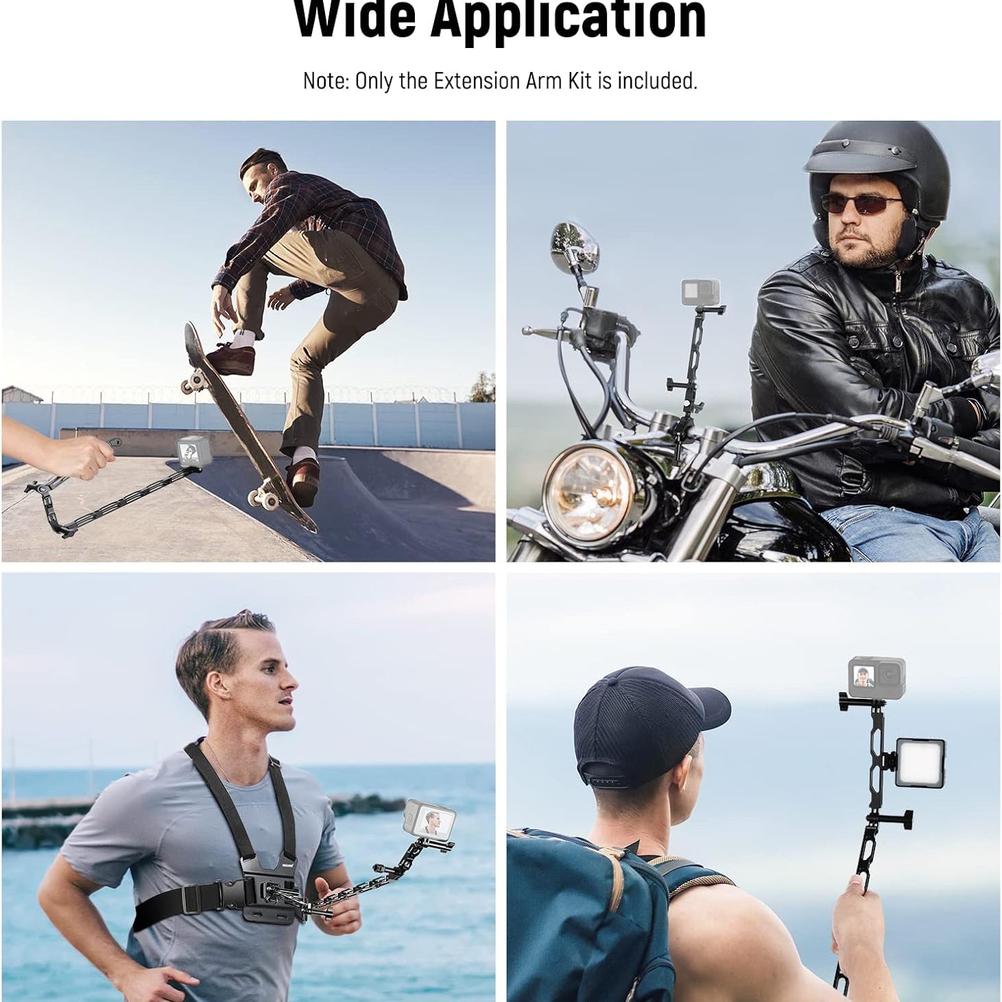 Scenarios for NEEWER Aluminum Alloy Action Camera Extension Arms Set