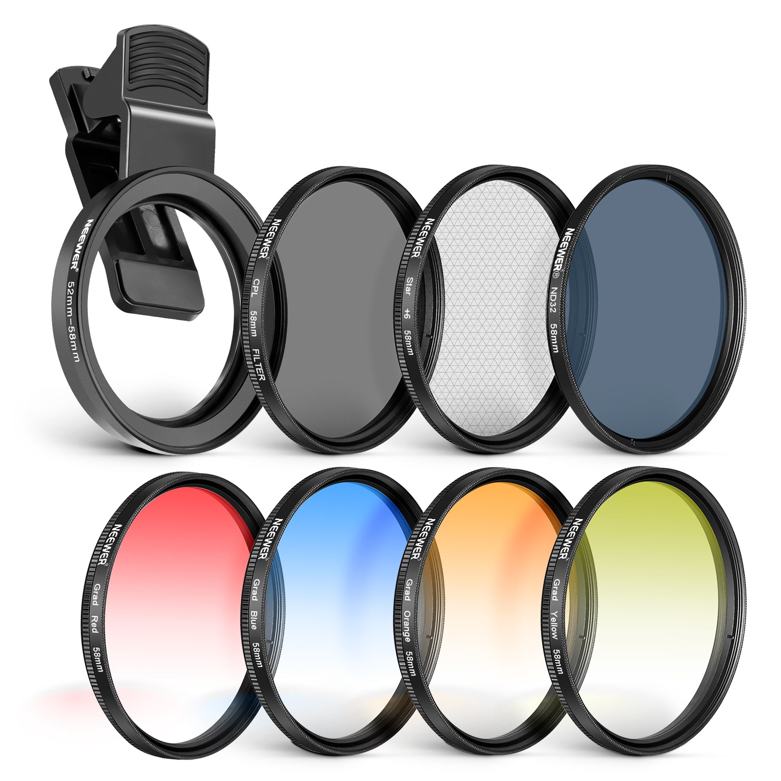 NEEWER 58mm Lens Filters Kit for Phone & Camera