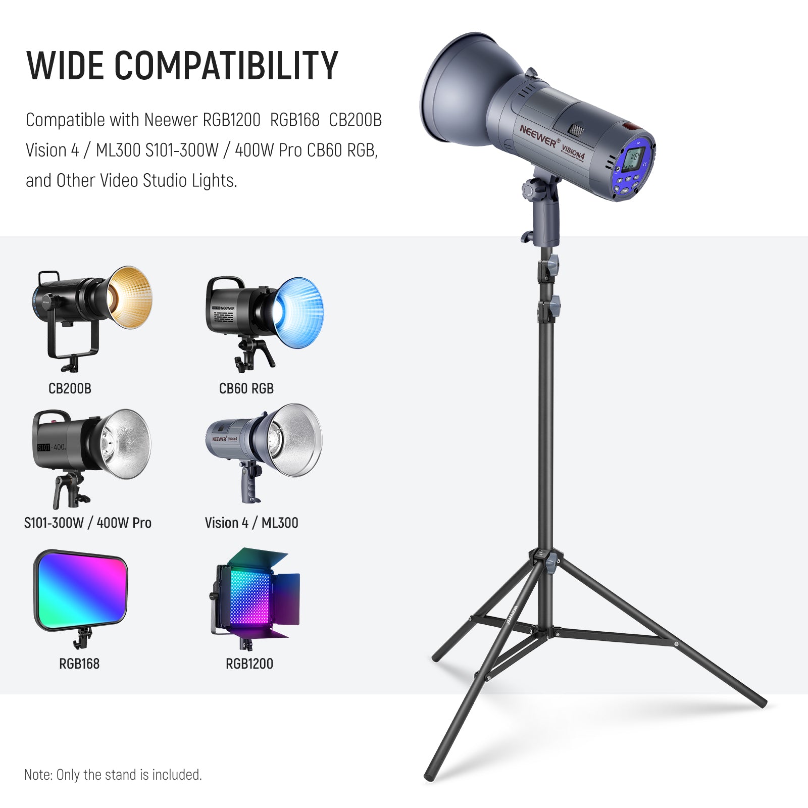 Wide Compatibility of the NEEWER ST-200 Tripod Light Stand