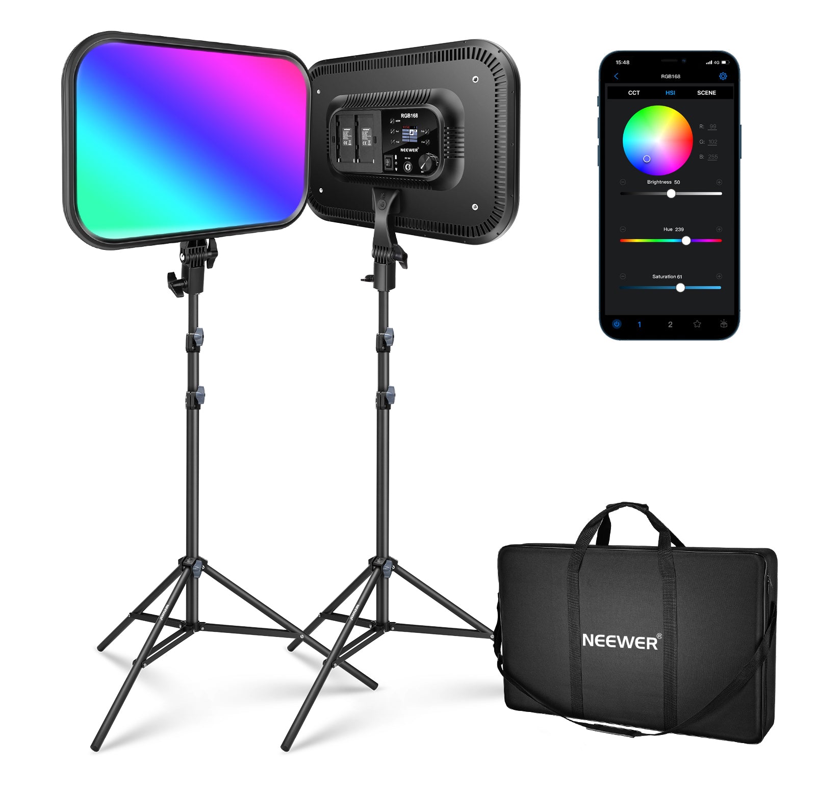 NEEWER 2 Pack RGB168 18.3 Inch LED Panel Light