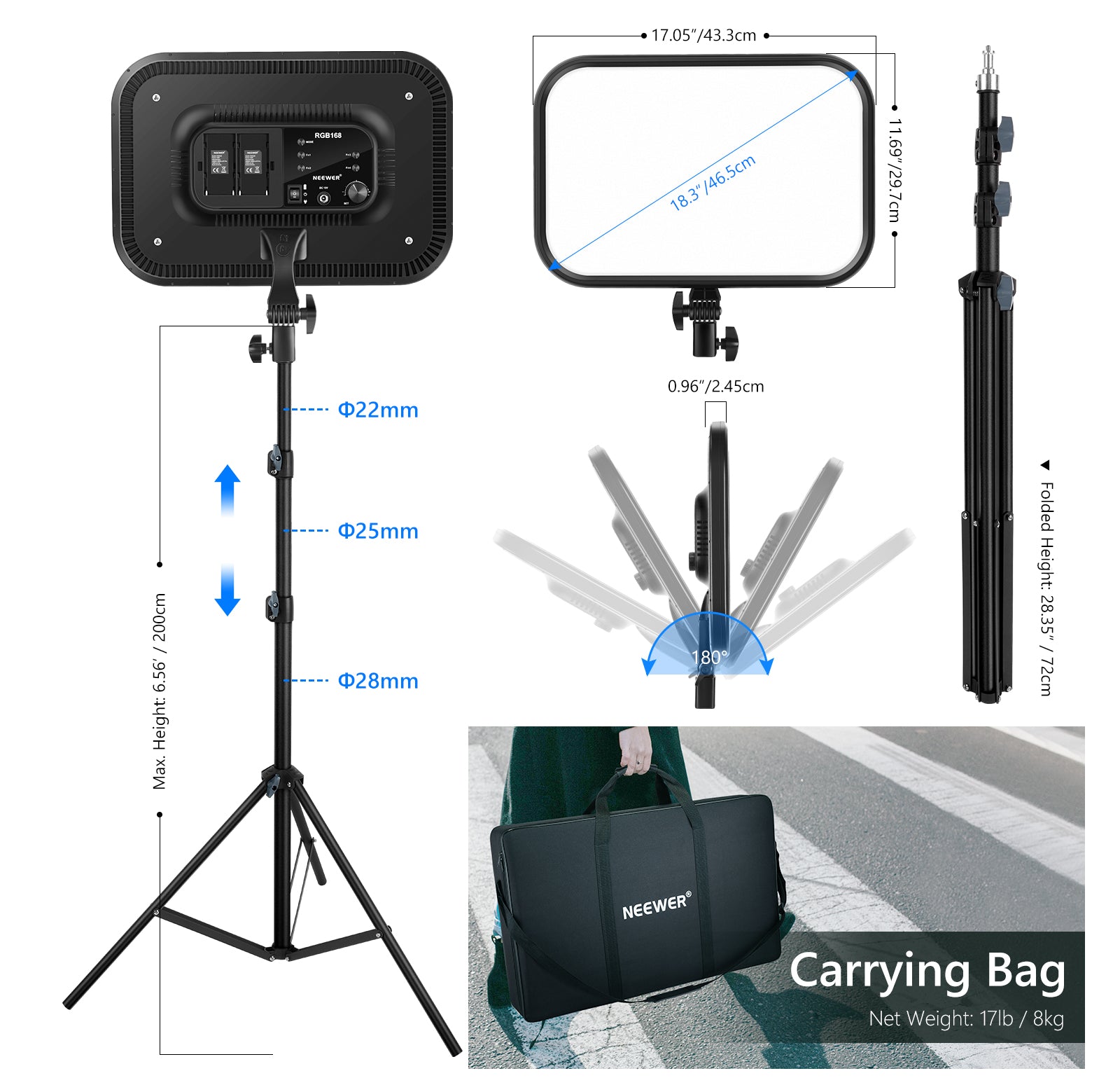 Product details of the NEEWER RGB168 RGB Video Light