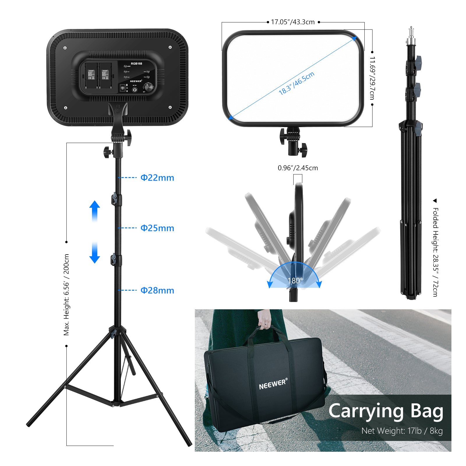 Product details of the NEEWER RGB168 RGB Video Light