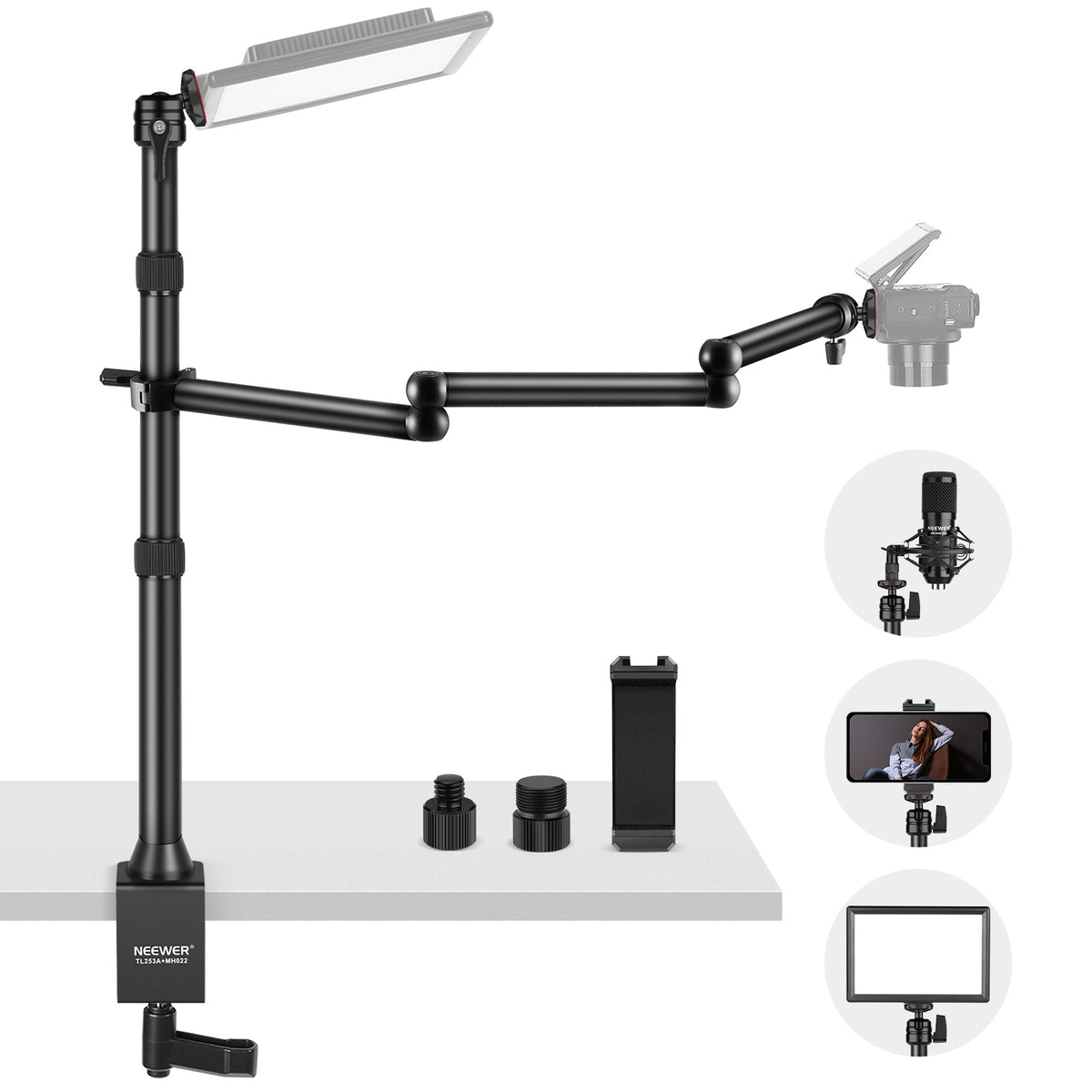 NEEWER TL253A+MH022 Upgraded Tabletop Camera Mount Stand NEEWER