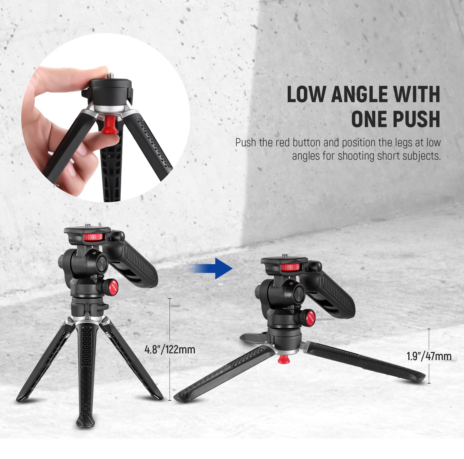 NEEWER TS003 Mini Tripod is ideal for low angle shooting.