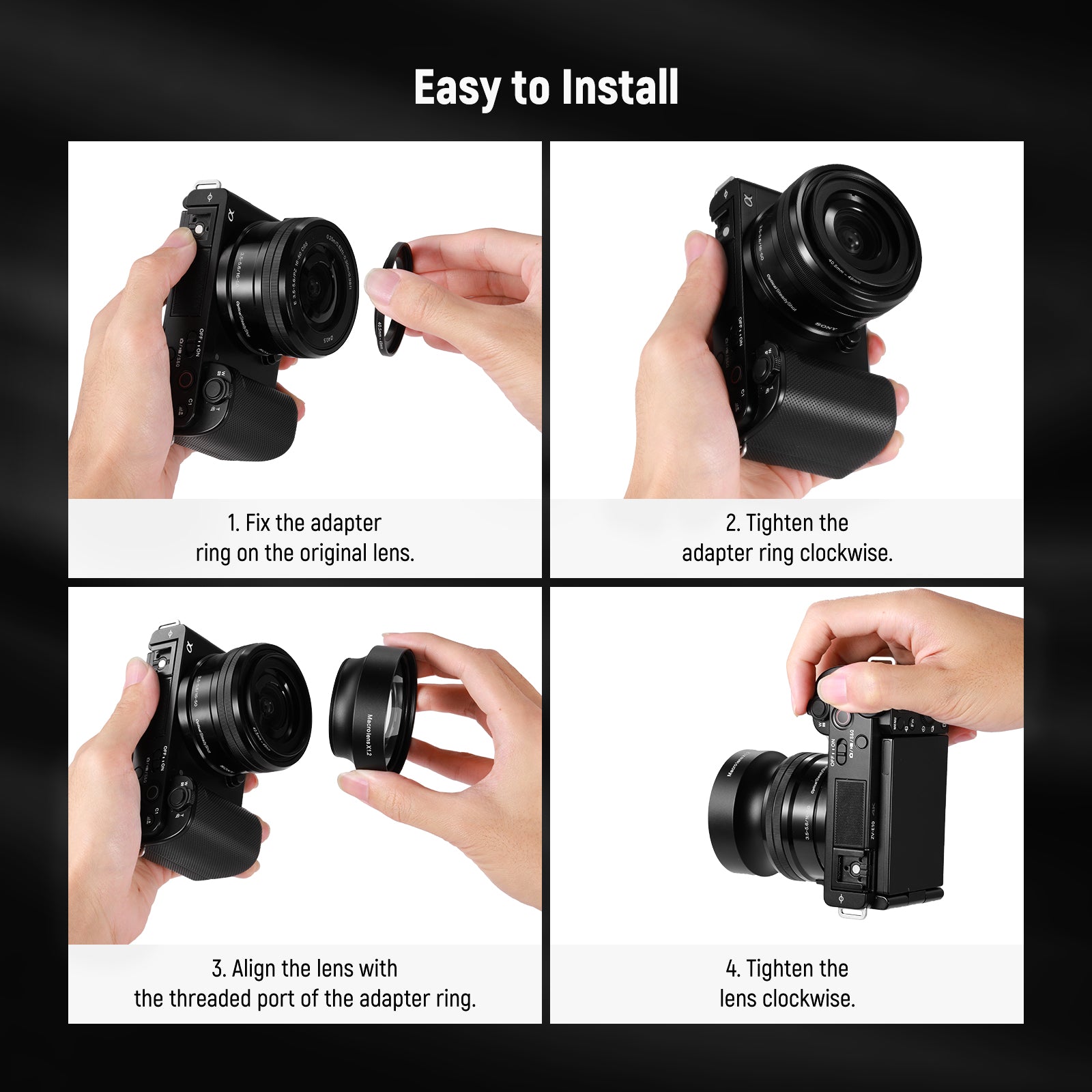 NEEWER LS-27 22mm Macro Lens is easy to install.