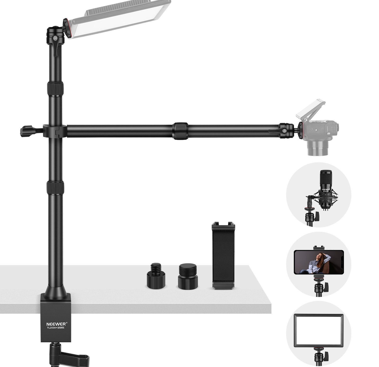 NEEWER TL253A+DS001 Tabletop Overhead Camera Mount Stand