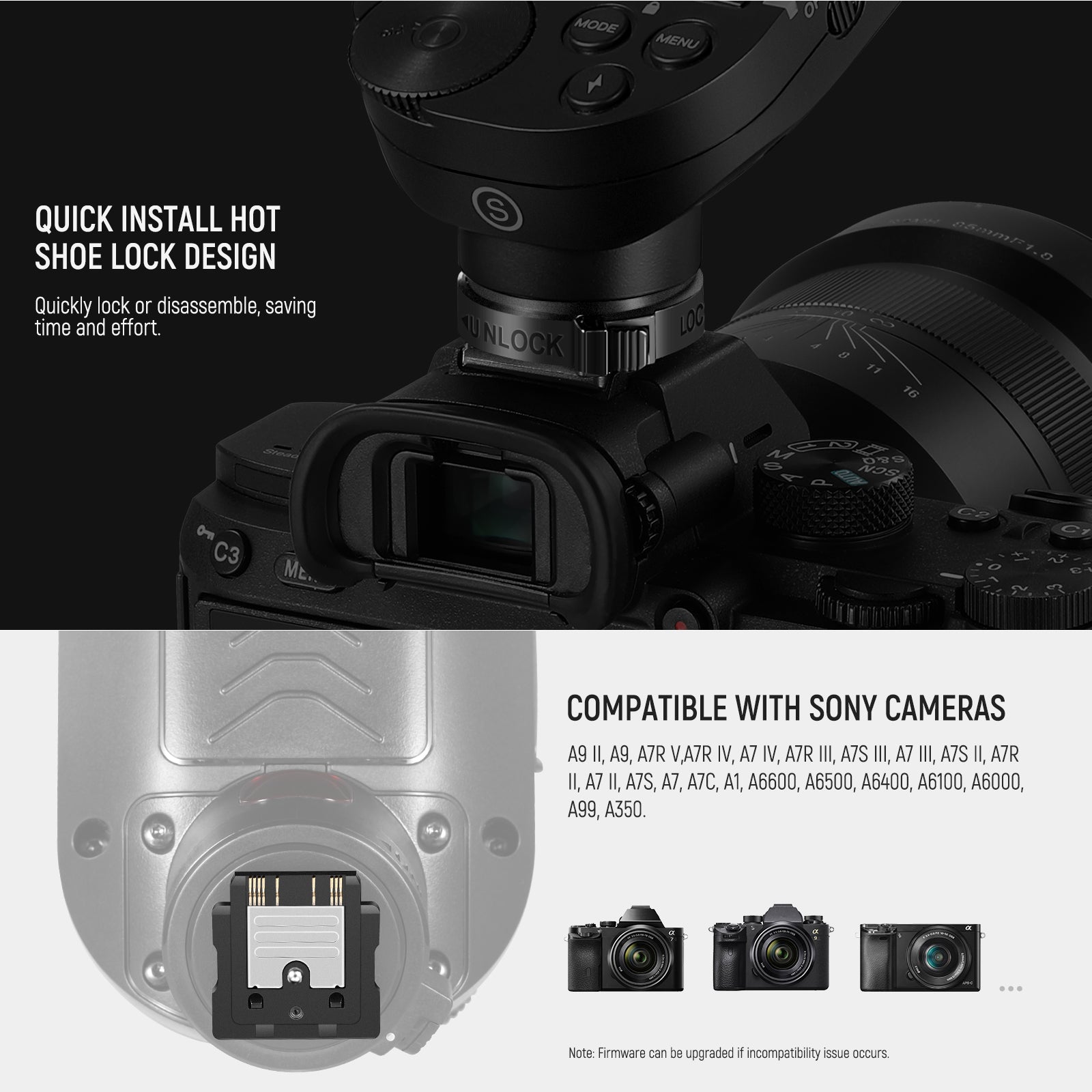 NEEWER QPRO-S TTL Wireless Flash Trigger is compatible with the Sony Camera
