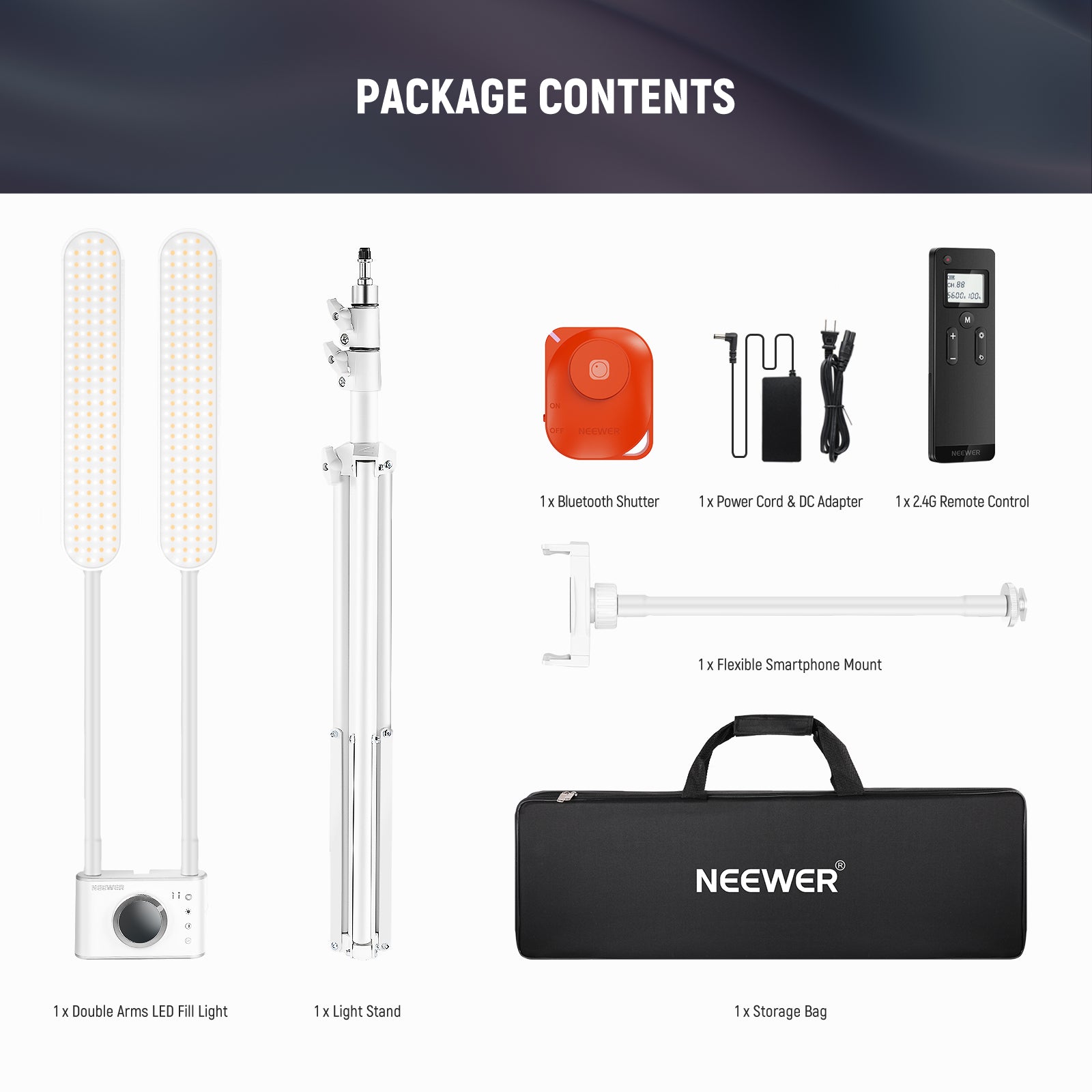 Package Contents of the NEEWER BH40B Esthetician Light Kit