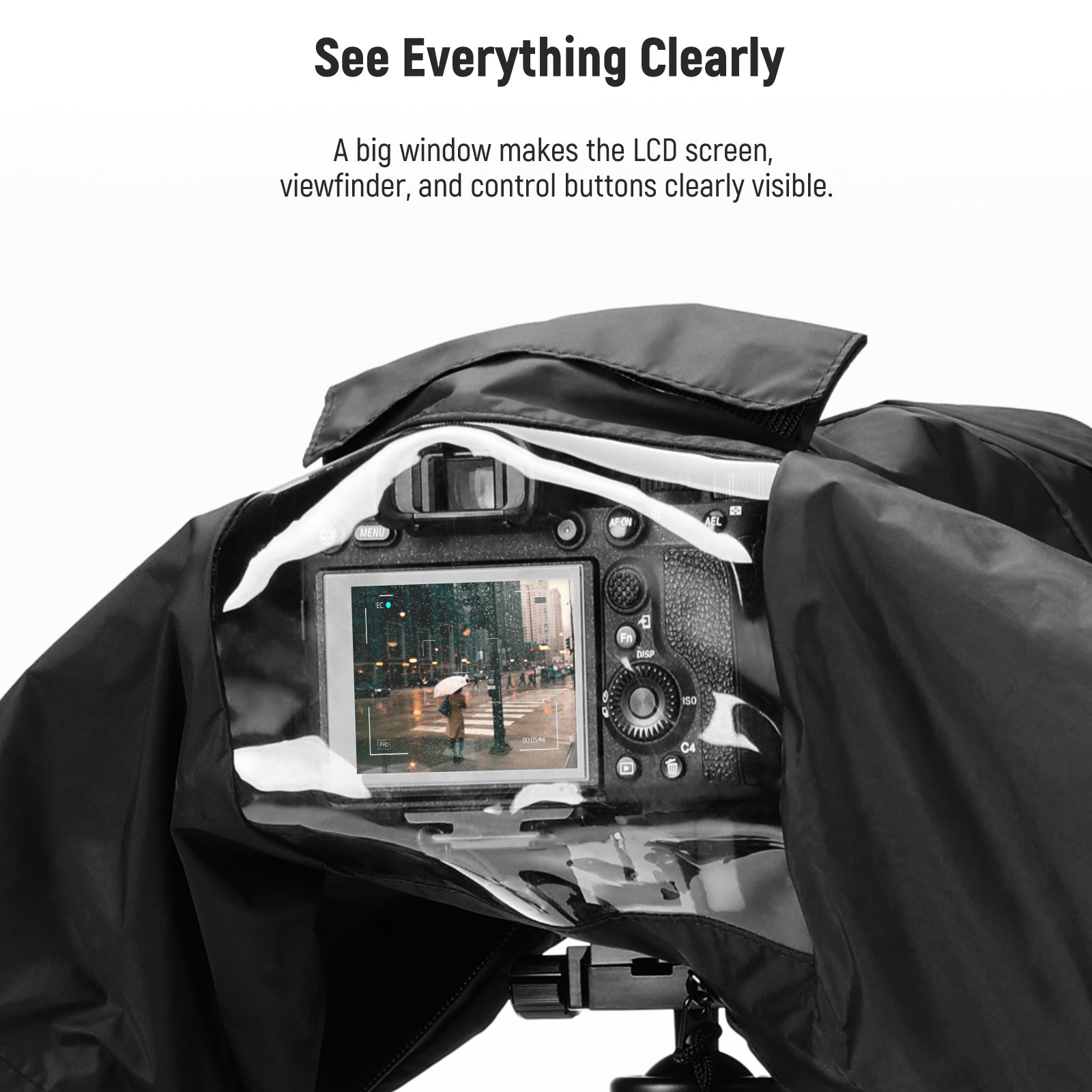 NEEWER Durable Camera Rain Cover ensures you to see everything clearly.