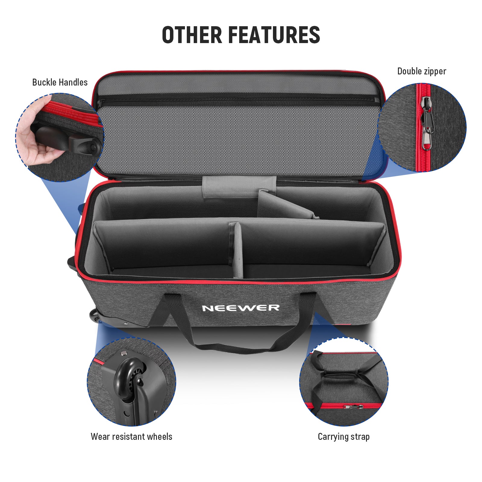 Features of the NEEWER PB005 Trolley Case with Wheels