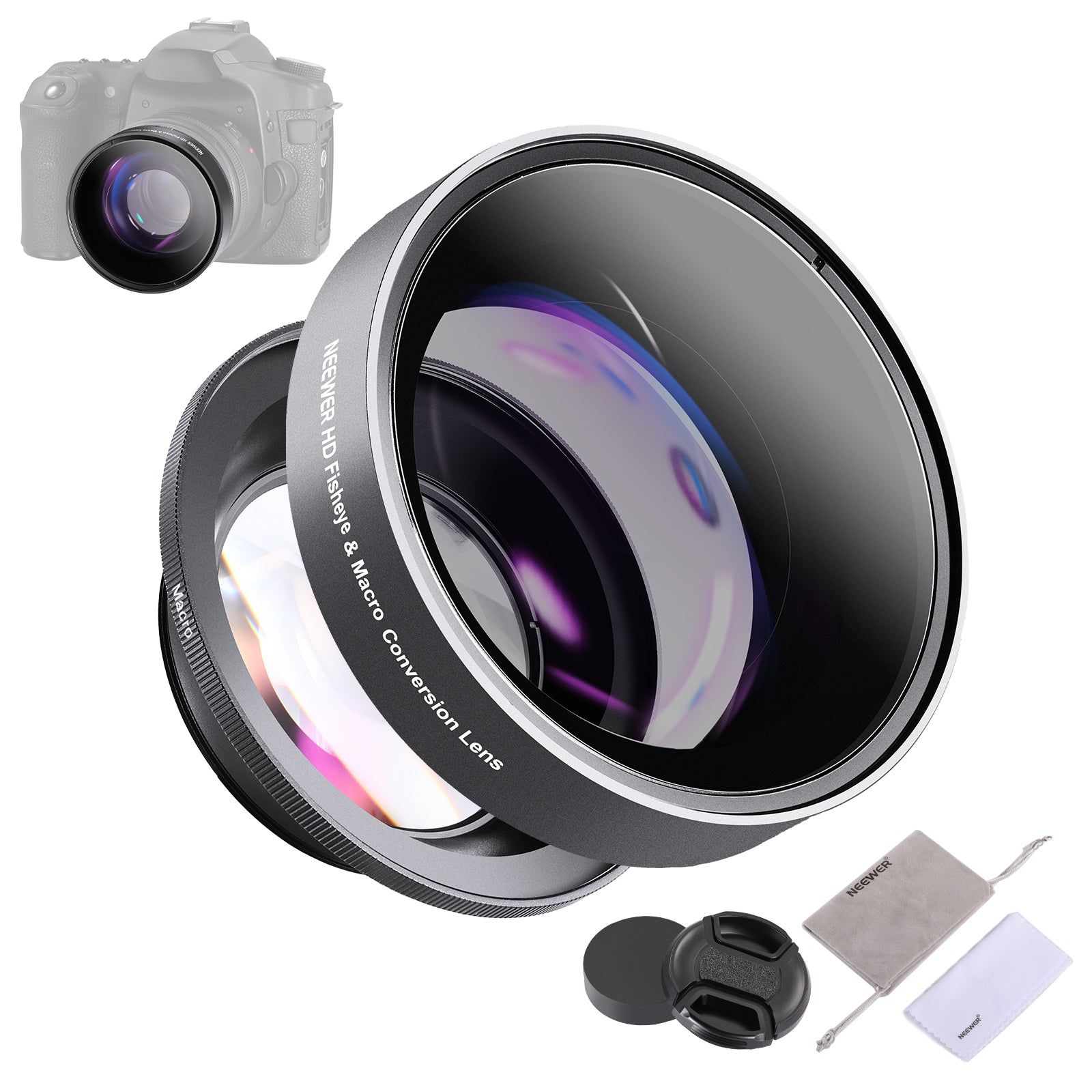 NEEWER LS-20 2-in-1 Fisheye Lens & Macro Photography Lens