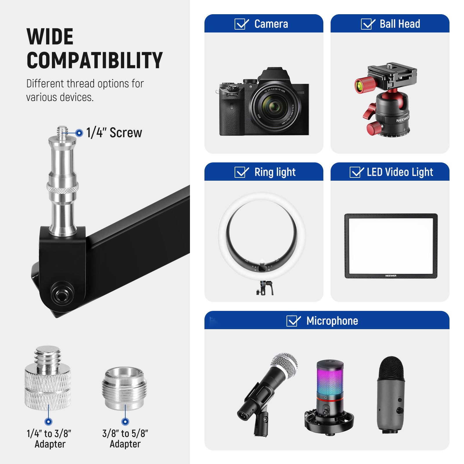 Wide Compatibility of the NEEWER ST004 Desktop Camera Stand