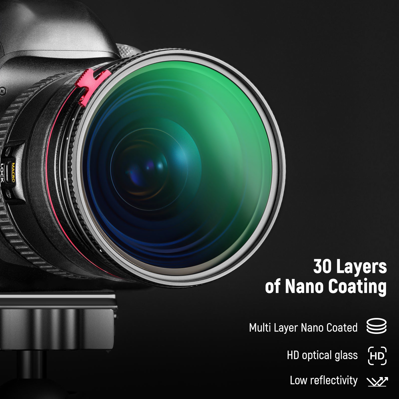 The 2 in 1 variable ND2-ND32 & 1/4 Black diffusion filter is slim and lightweight