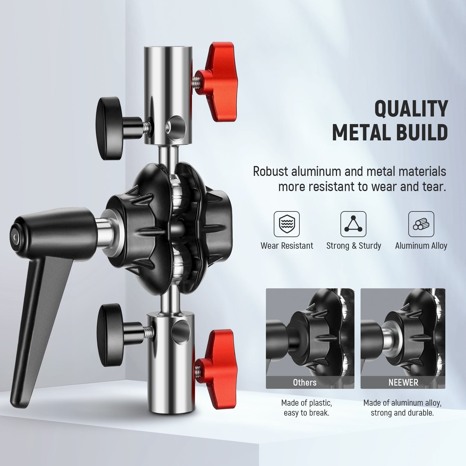 NEEWER UA020 Heavy Duty Light Stand Mount Adapter is made of quality metal build.