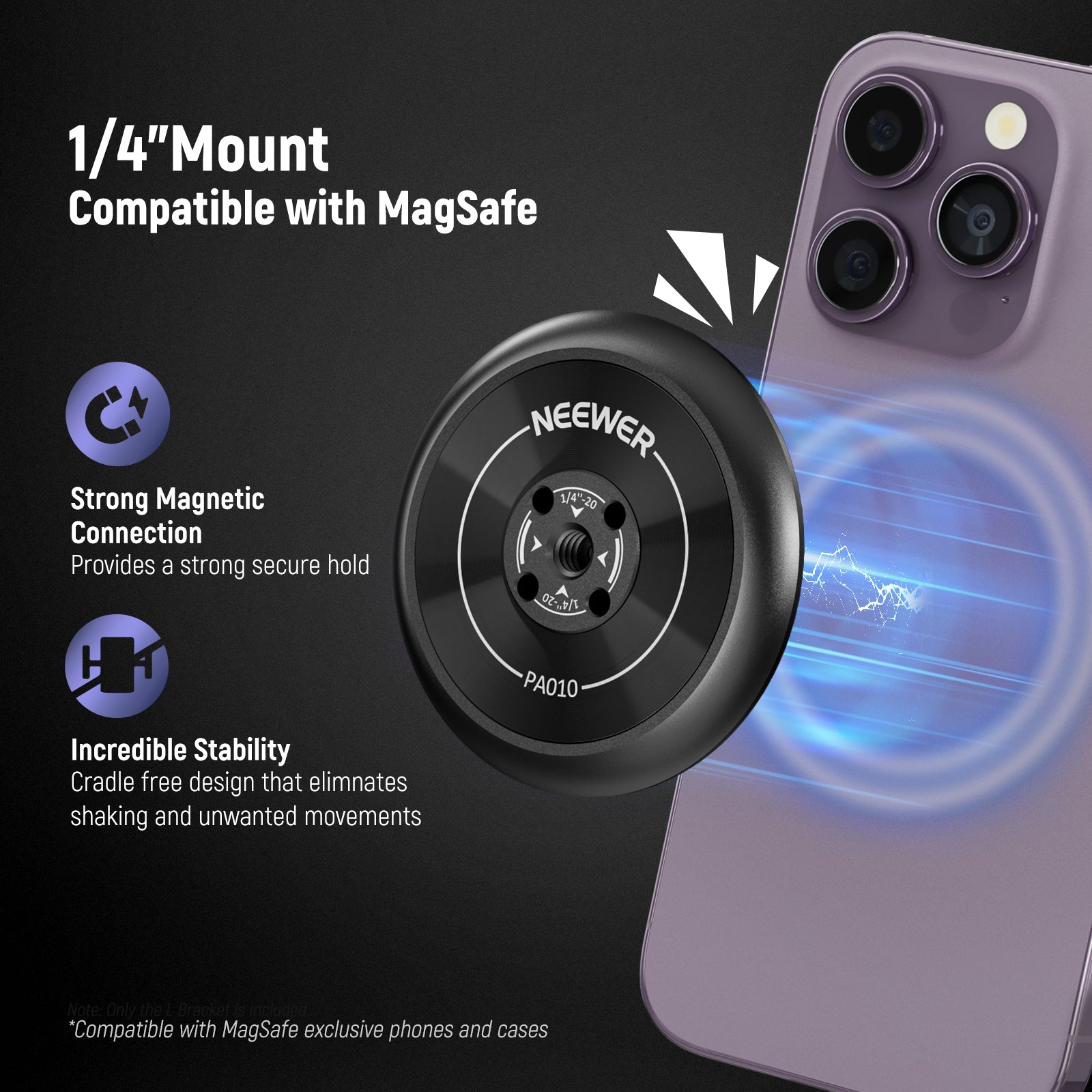 NEEWER PA010 Magnetic Phone Tripod Mount is compatible with Magsafe.