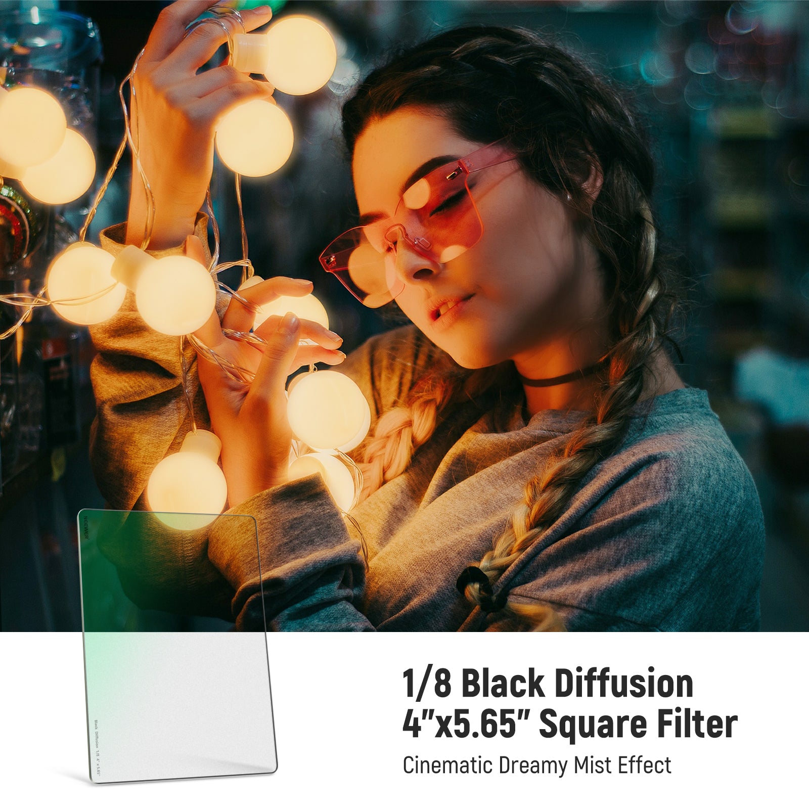 1/8 Black Diffusion 4"x5.65" Square Filter for Matte Box