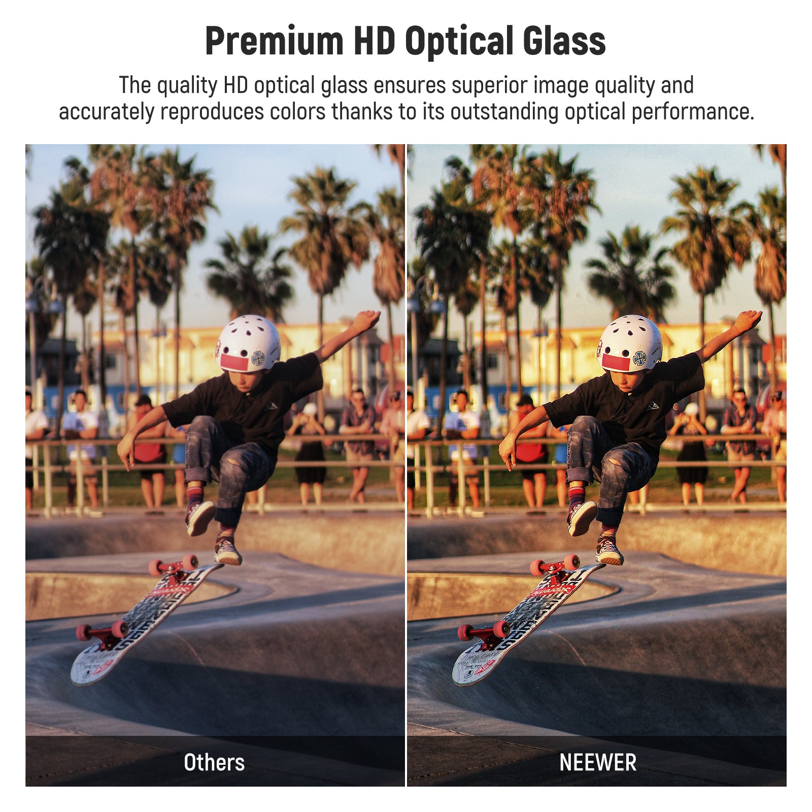 The quality HD optical glass ensures superior image quality