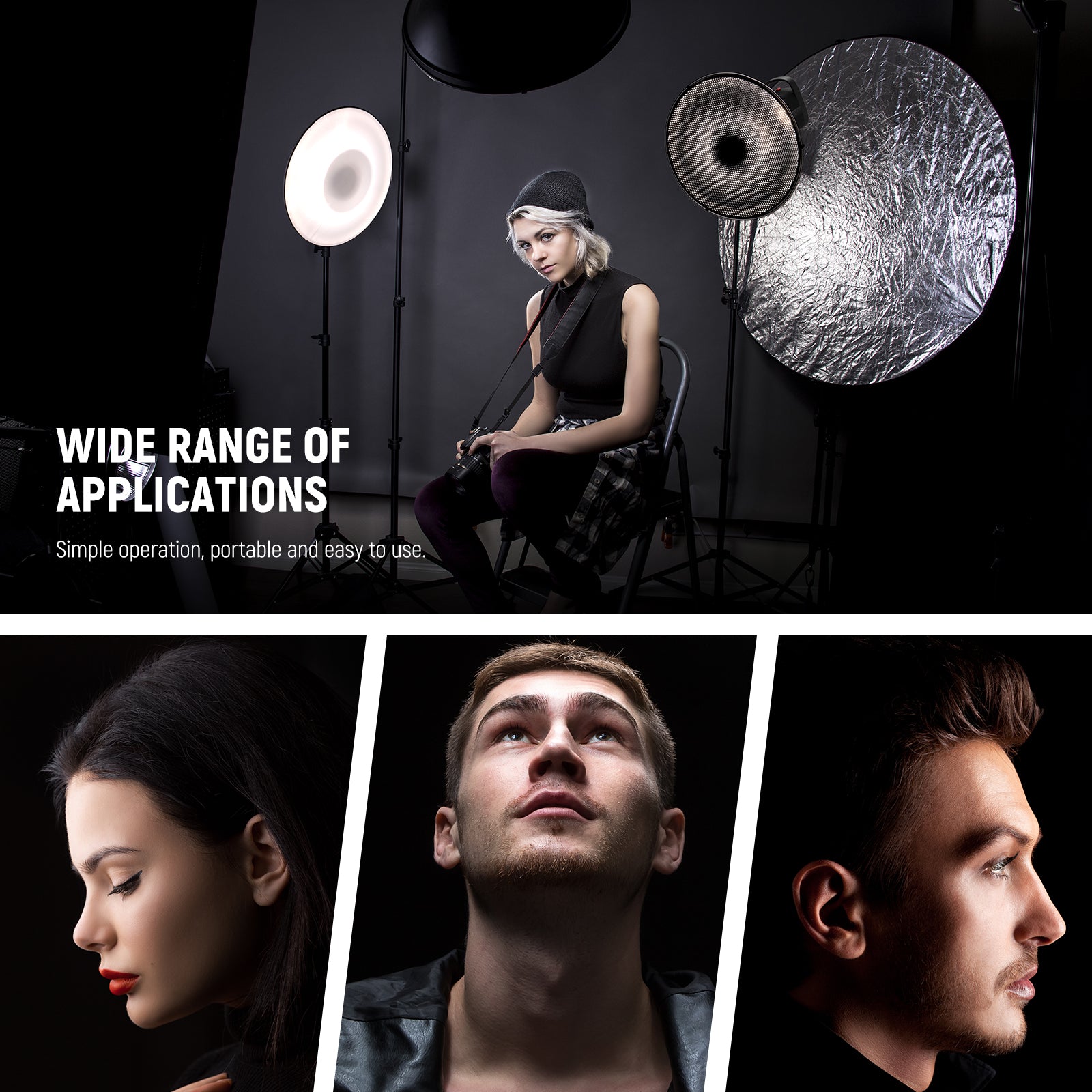 Wide Applications of the NEEWER LD55 21.6″ FlashLight Reflector