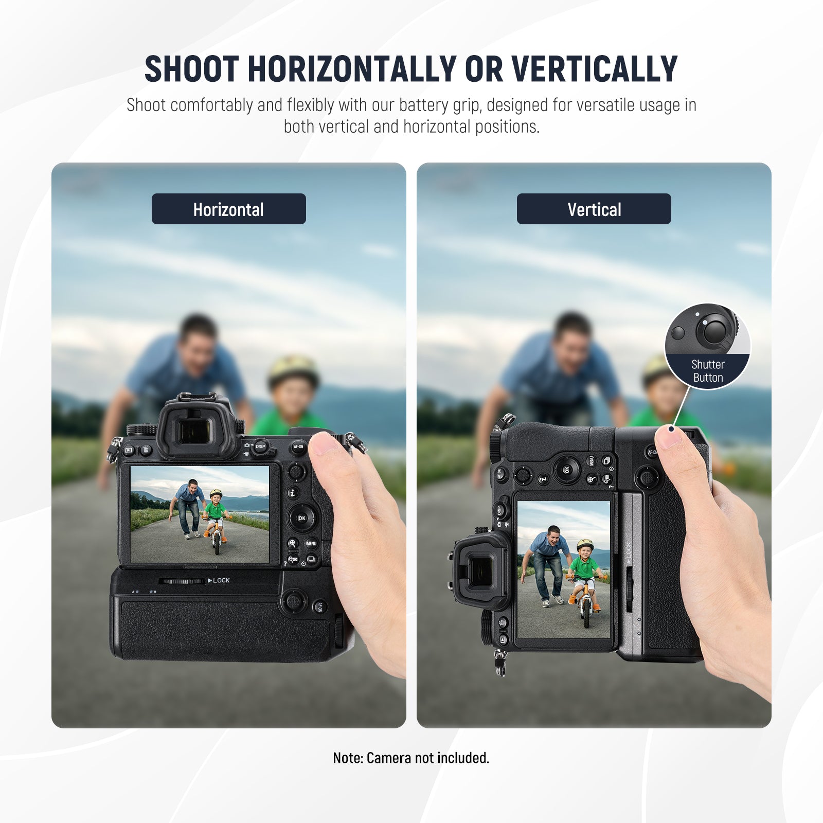 NEEWER MB-N11 Vertical Battery Grip provides a comfortable grip for vertical shooting